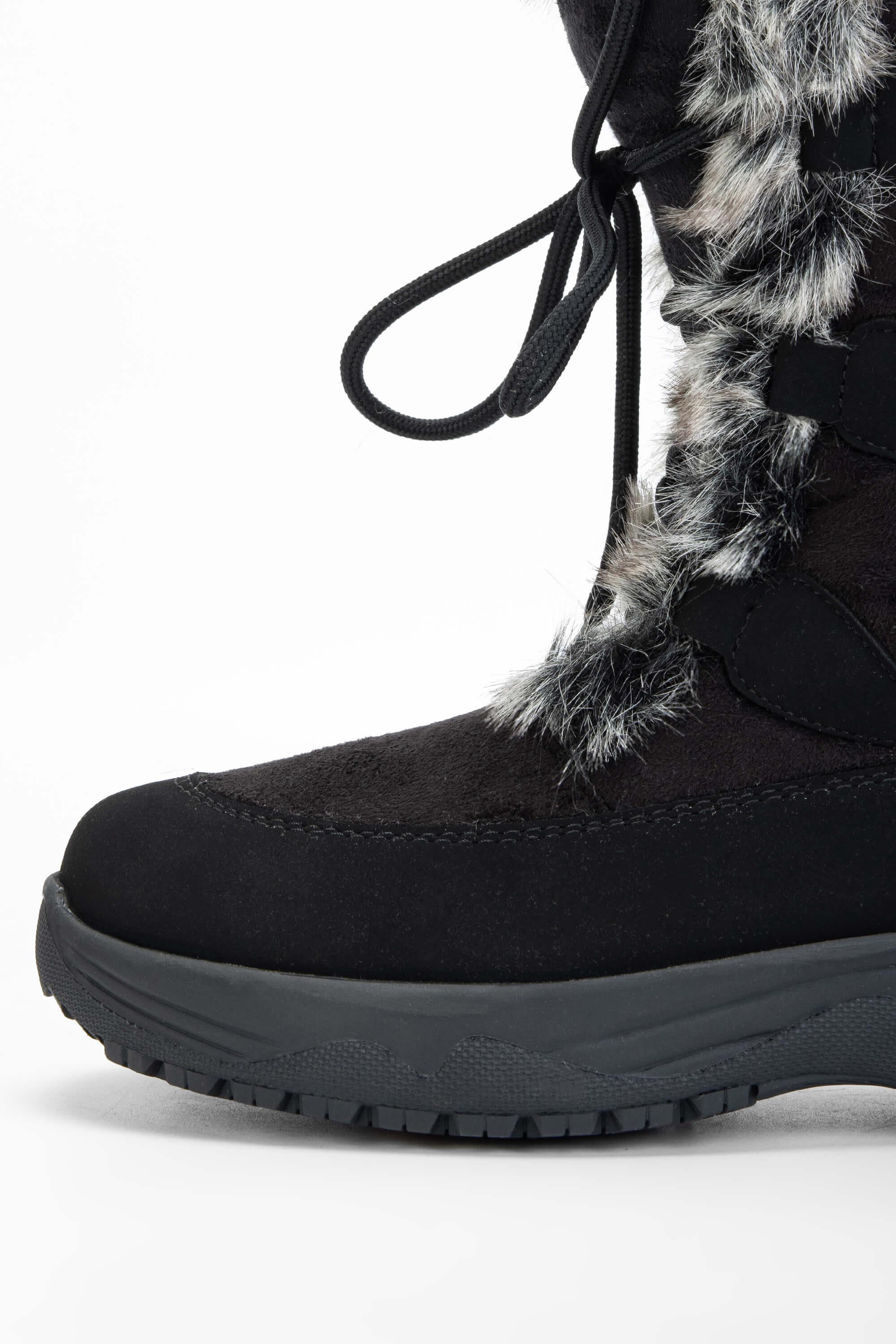 OTHREE Kadın Deri & Tekstil Siyah Kar Botu