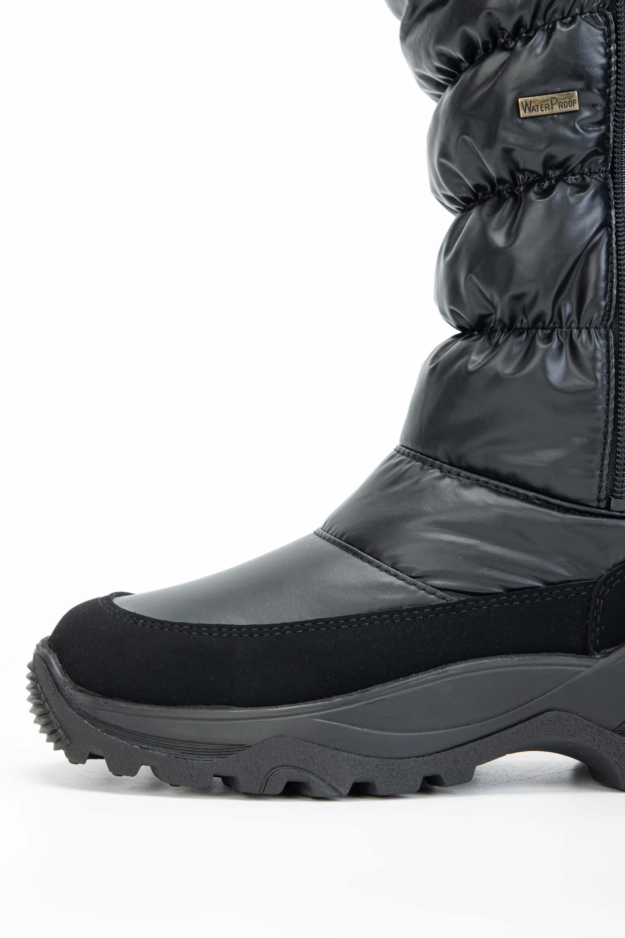 OTHREE Kadın Deri & Tekstil Siyah Kar Botu