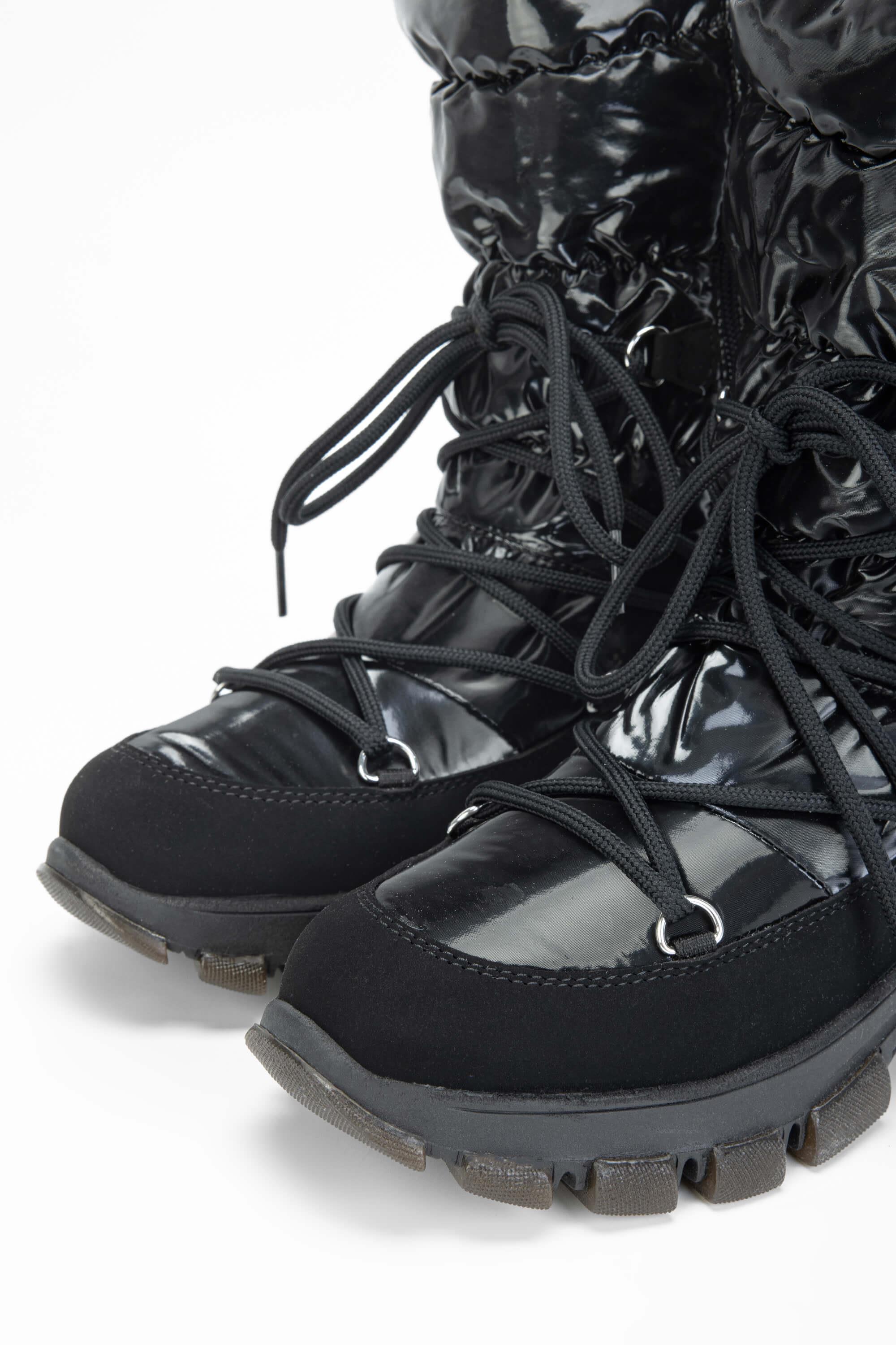 OTHREE Kadın Deri & Tekstil Siyah Kar Botu