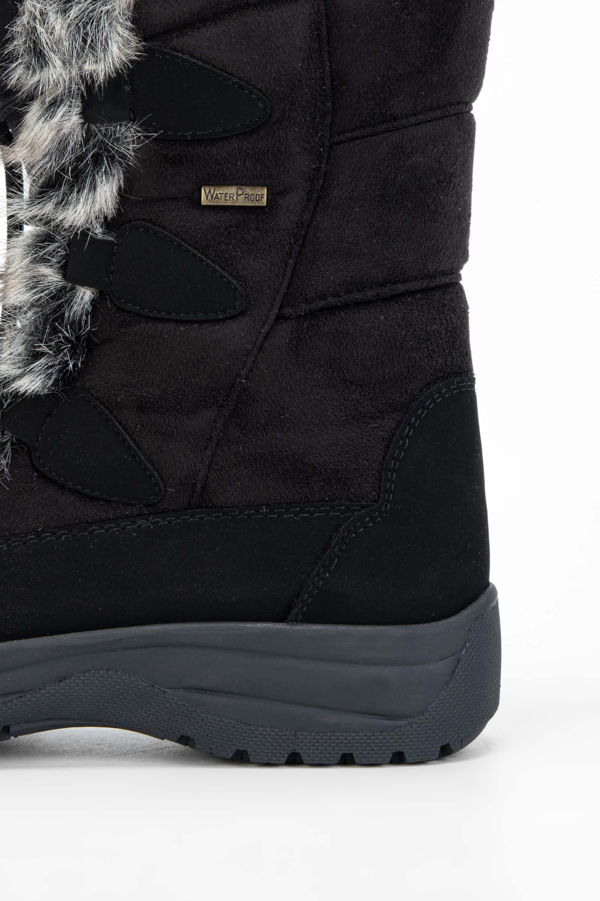 OTHREE Kadın Deri & Tekstil Siyah Kar Botu