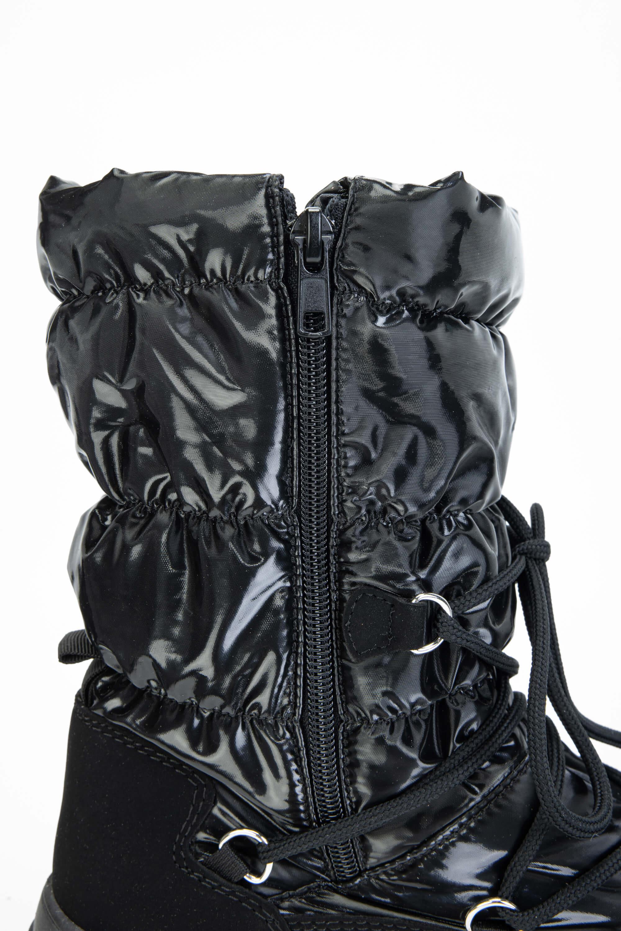 OTHREE Kadın Deri & Tekstil Siyah Kar Botu