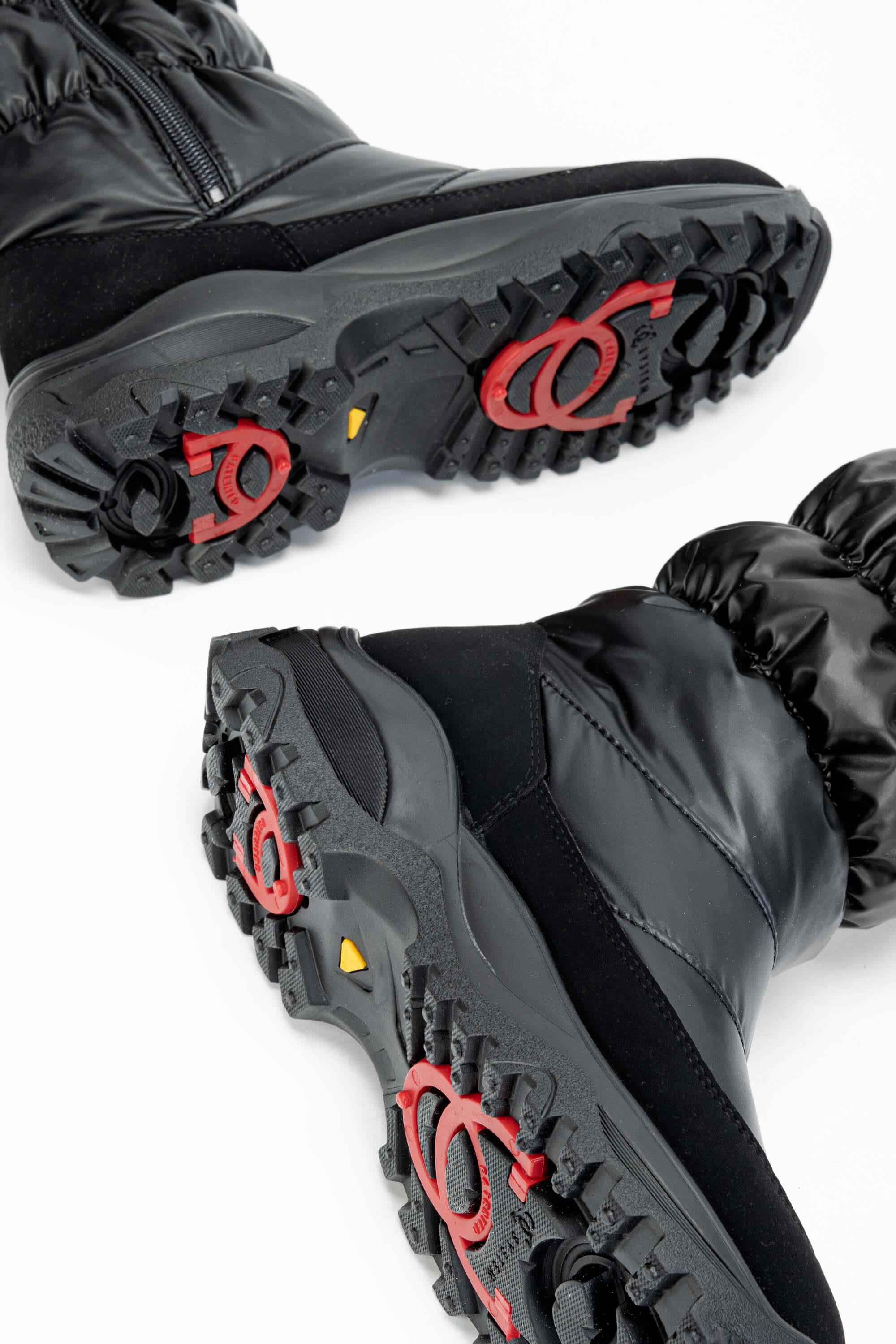 OTHREE Kadın Deri & Tekstil Siyah Kar Botu