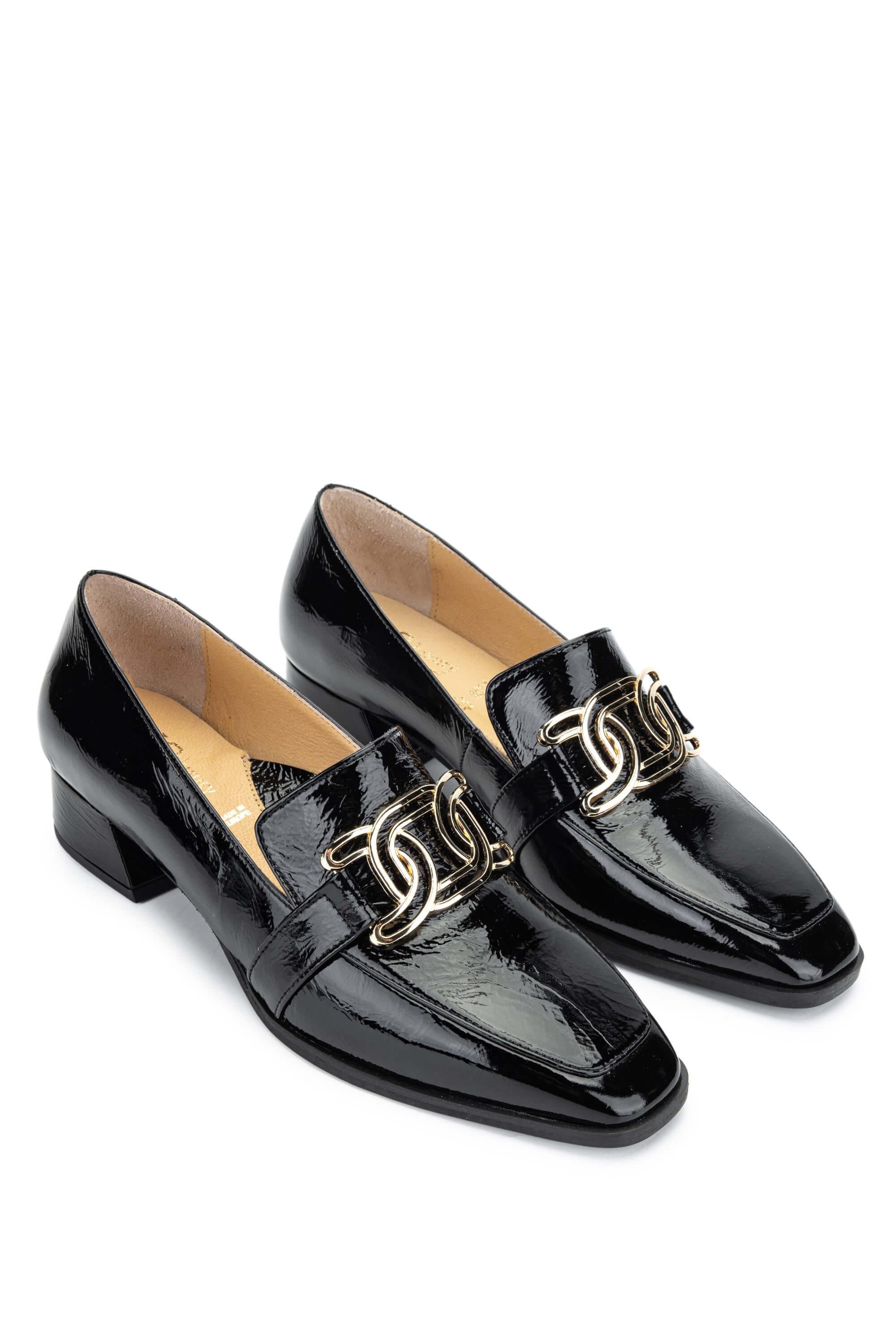 Relax Anatomic Kadın Hakiki Deri Siyah Rugan Comfort Ayakkabı