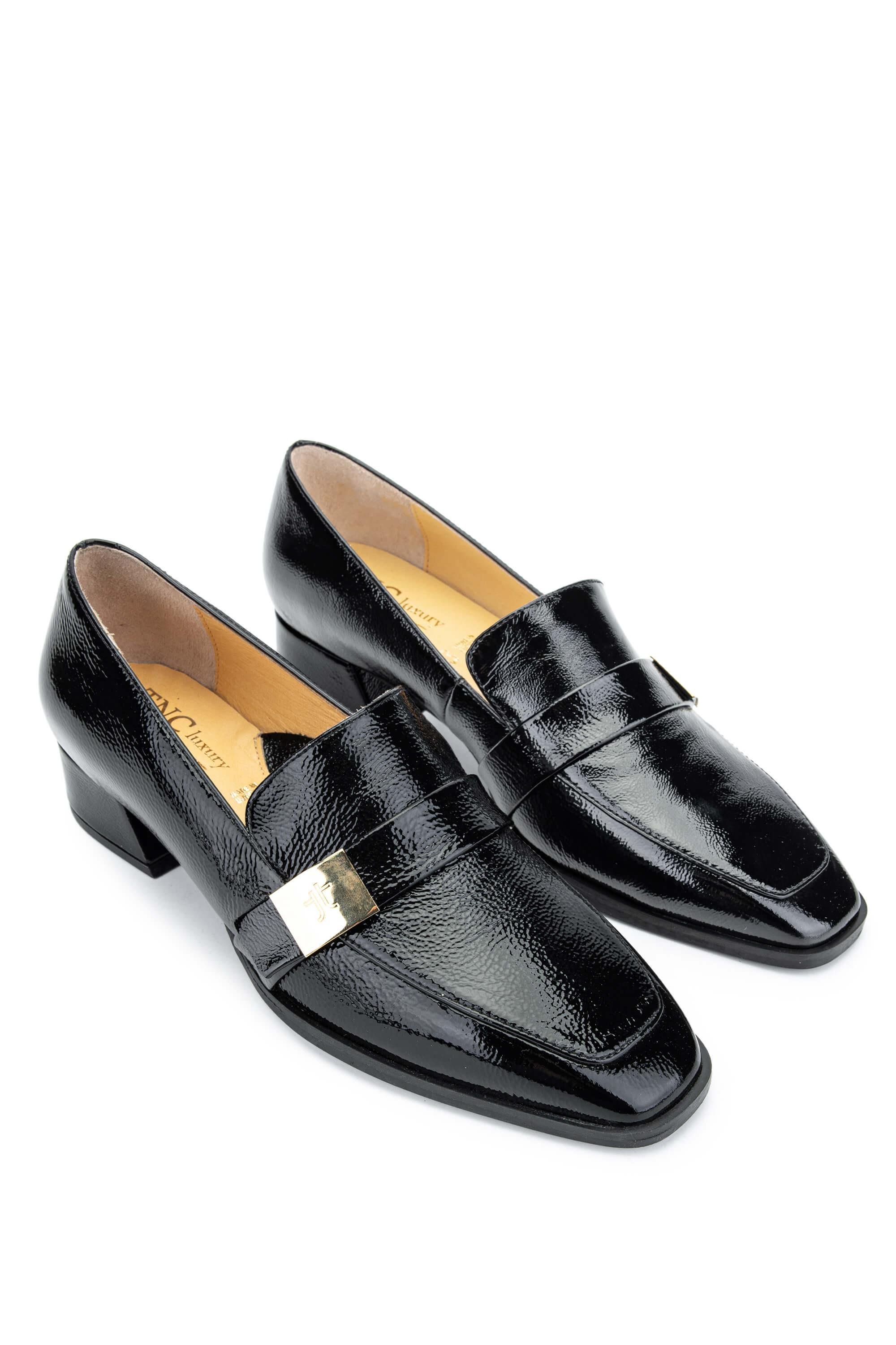 Relax Anatomic Kadın Hakiki Deri Siyah Rugan Comfort Ayakkabı