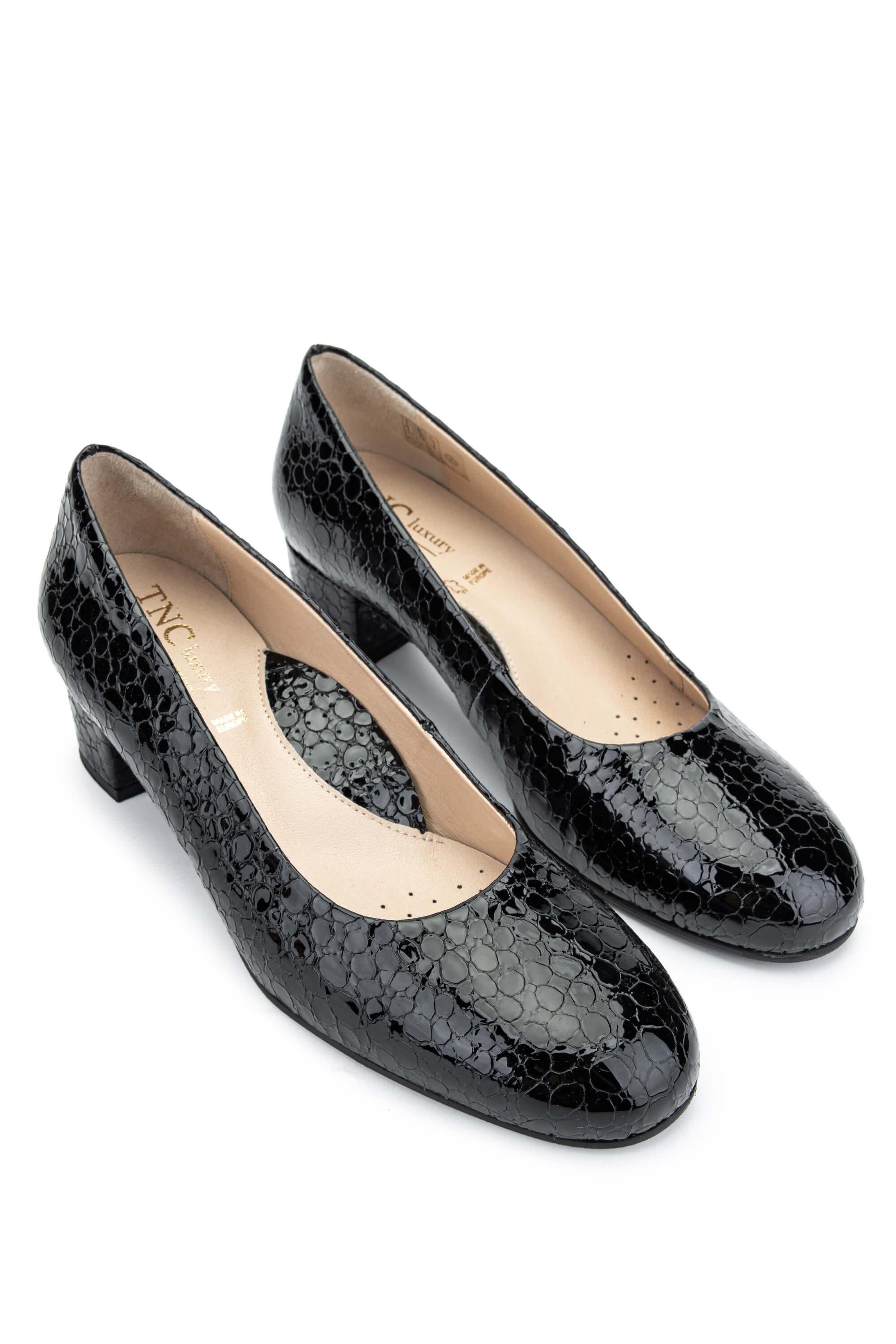 Relax Anatomic Kadın Hakiki Deri Siyah Rugan Comfort Ayakkabı