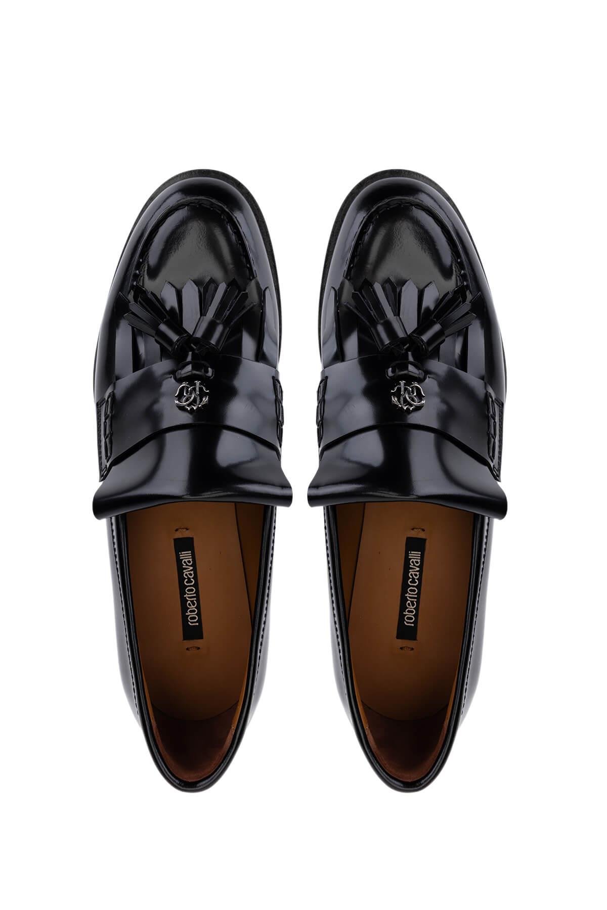 Roberto Cavalli Erkek Hakiki Deri Siyah Loafer Ayakkabı