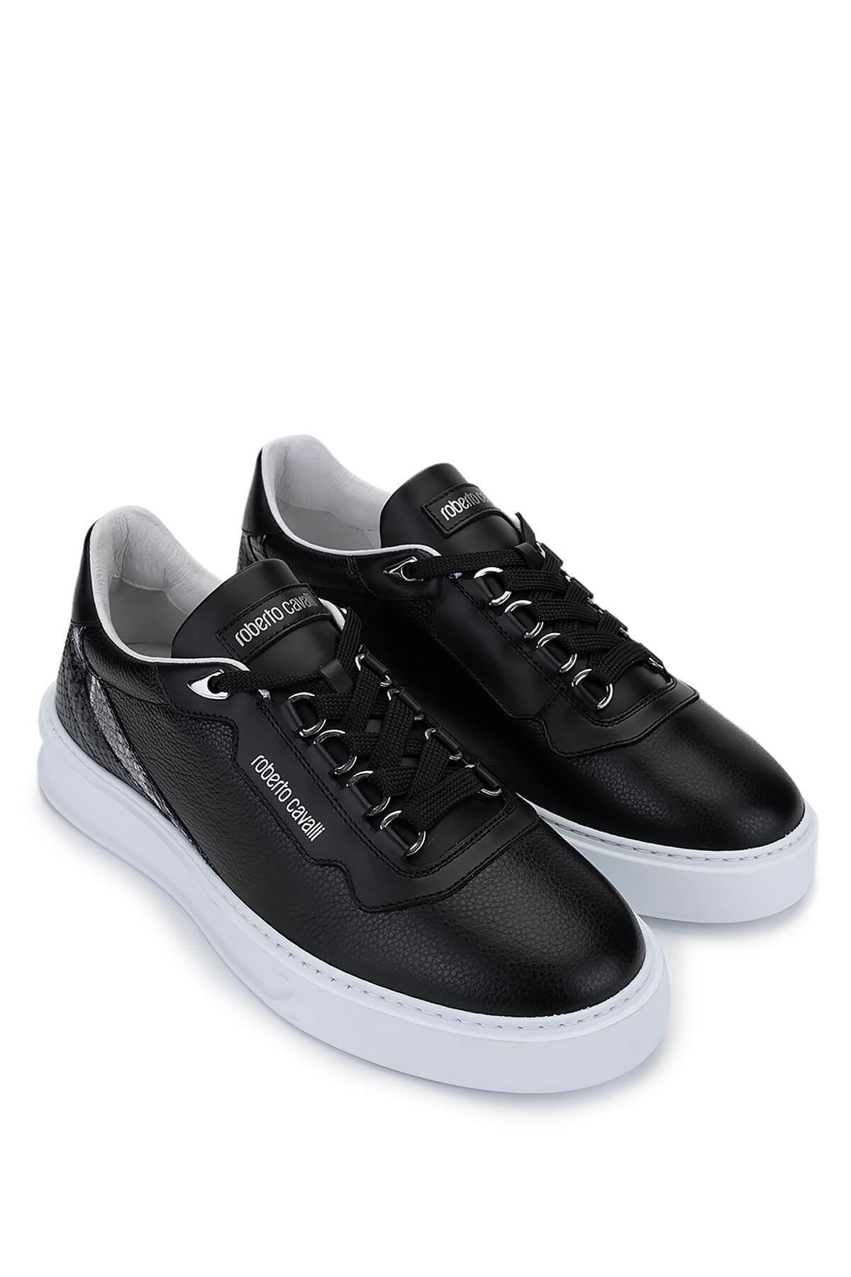 Roberto Cavalli Erkek Hakiki Deri Siyah Sneakers & Spor Ayakkabı