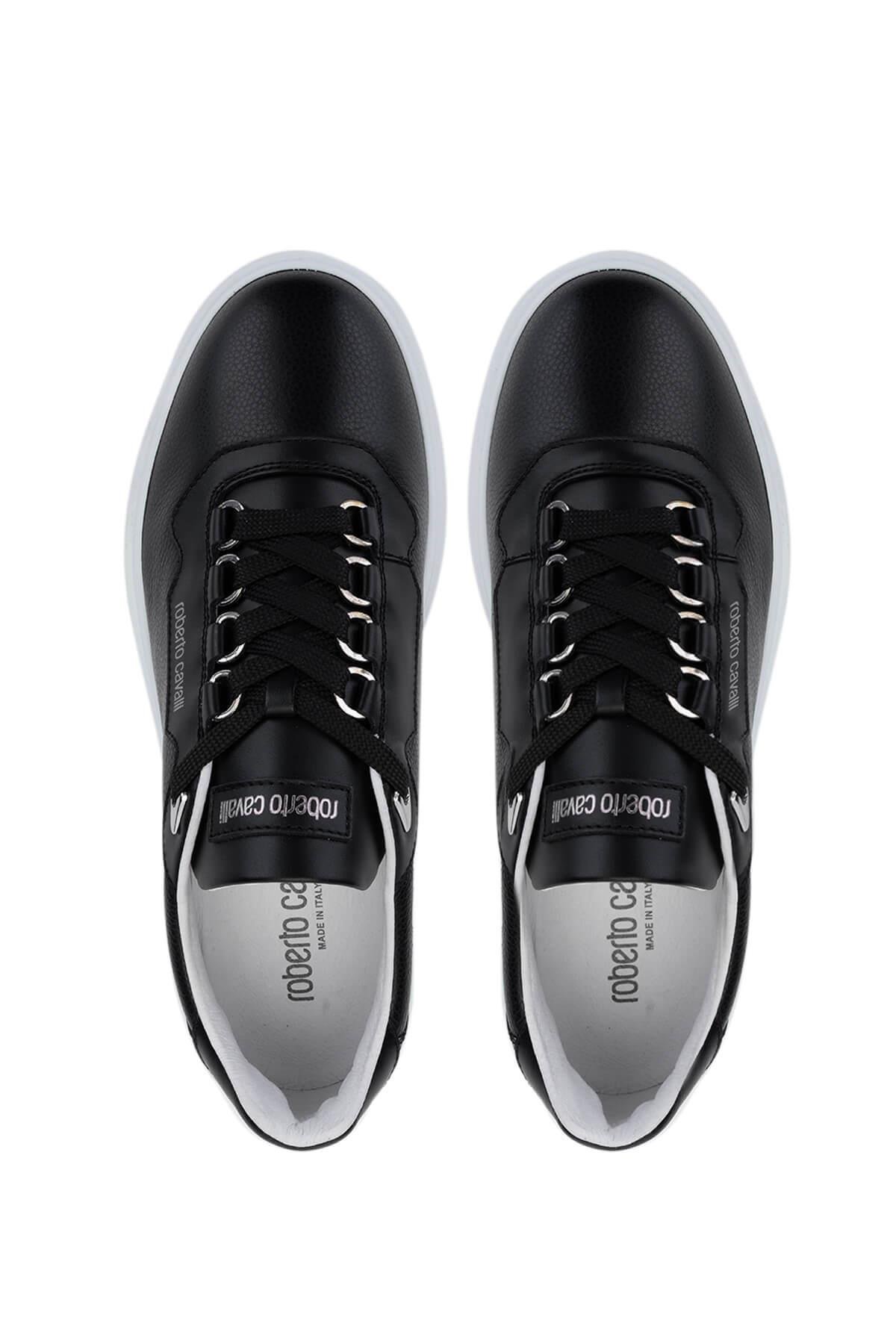 Roberto Cavalli Erkek Hakiki Deri Siyah Sneakers & Spor Ayakkabı