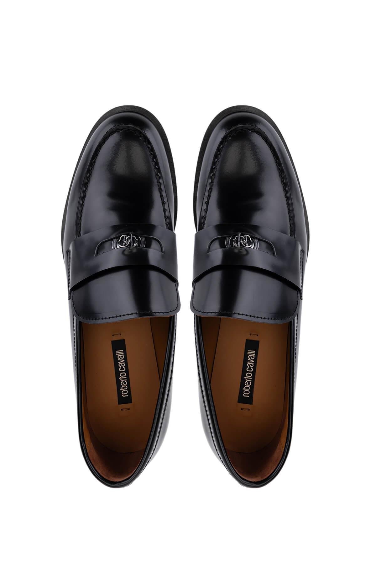 Roberto Cavalli Erkek Hakiki Deri Siyah Loafer Ayakkabı