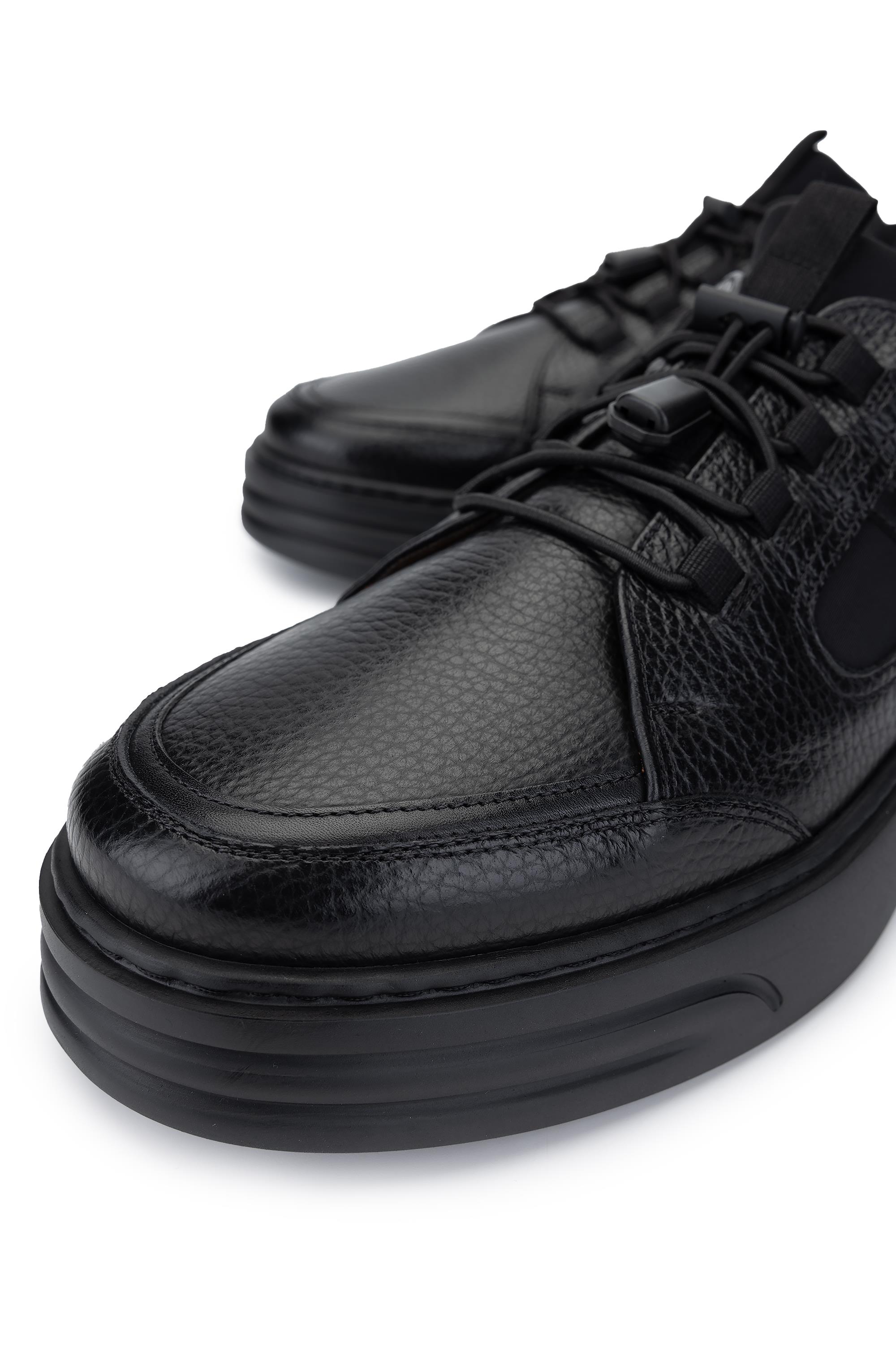 ROSSI Erkek Deri & Tekstil Siyah Casual Ayakkabı