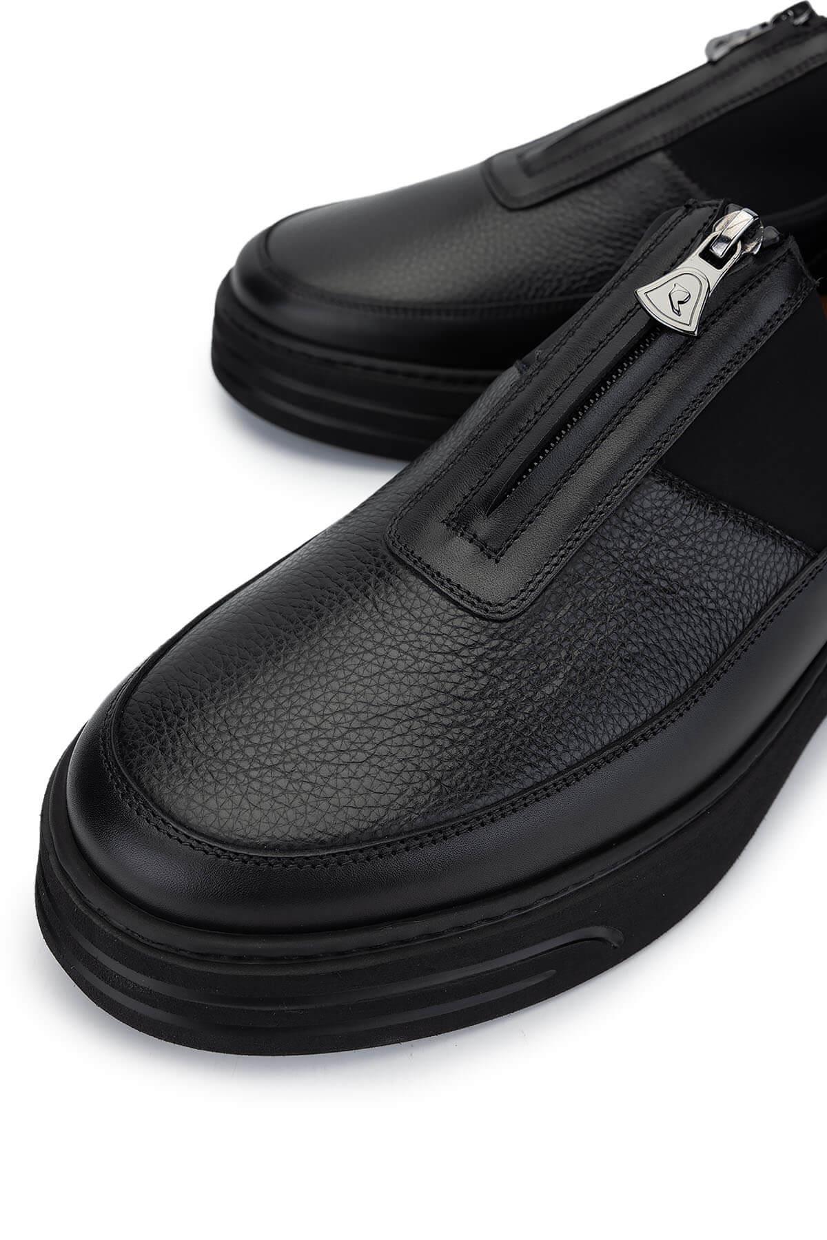 ROSSI Erkek Deri & Tekstil Siyah Casual Ayakkabı