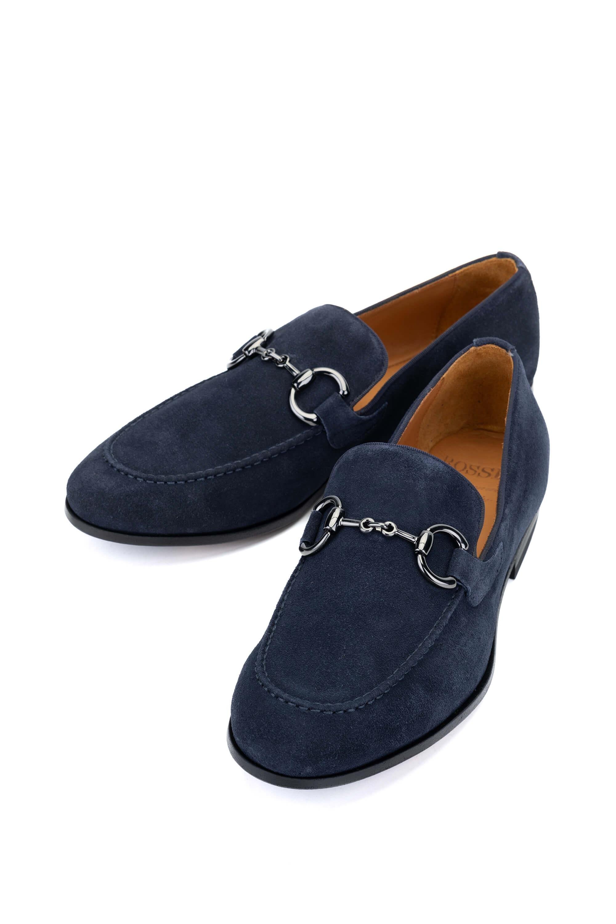 ROSSI Erkek Hakiki Deri Lacivert Süet Makosen Ayakkabı