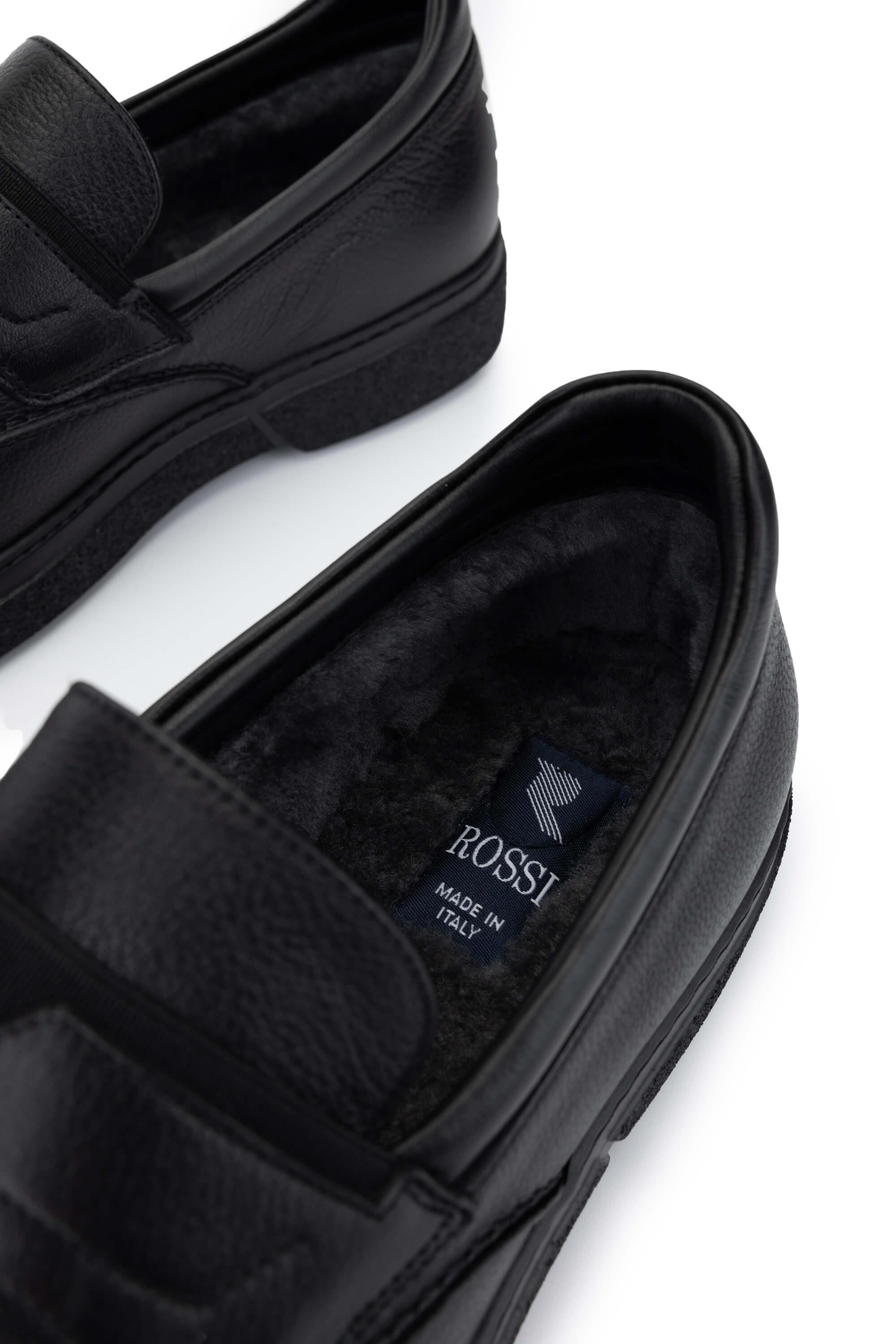 ROSSI Erkek Hakiki Deri Siyah Casual Ayakkabı