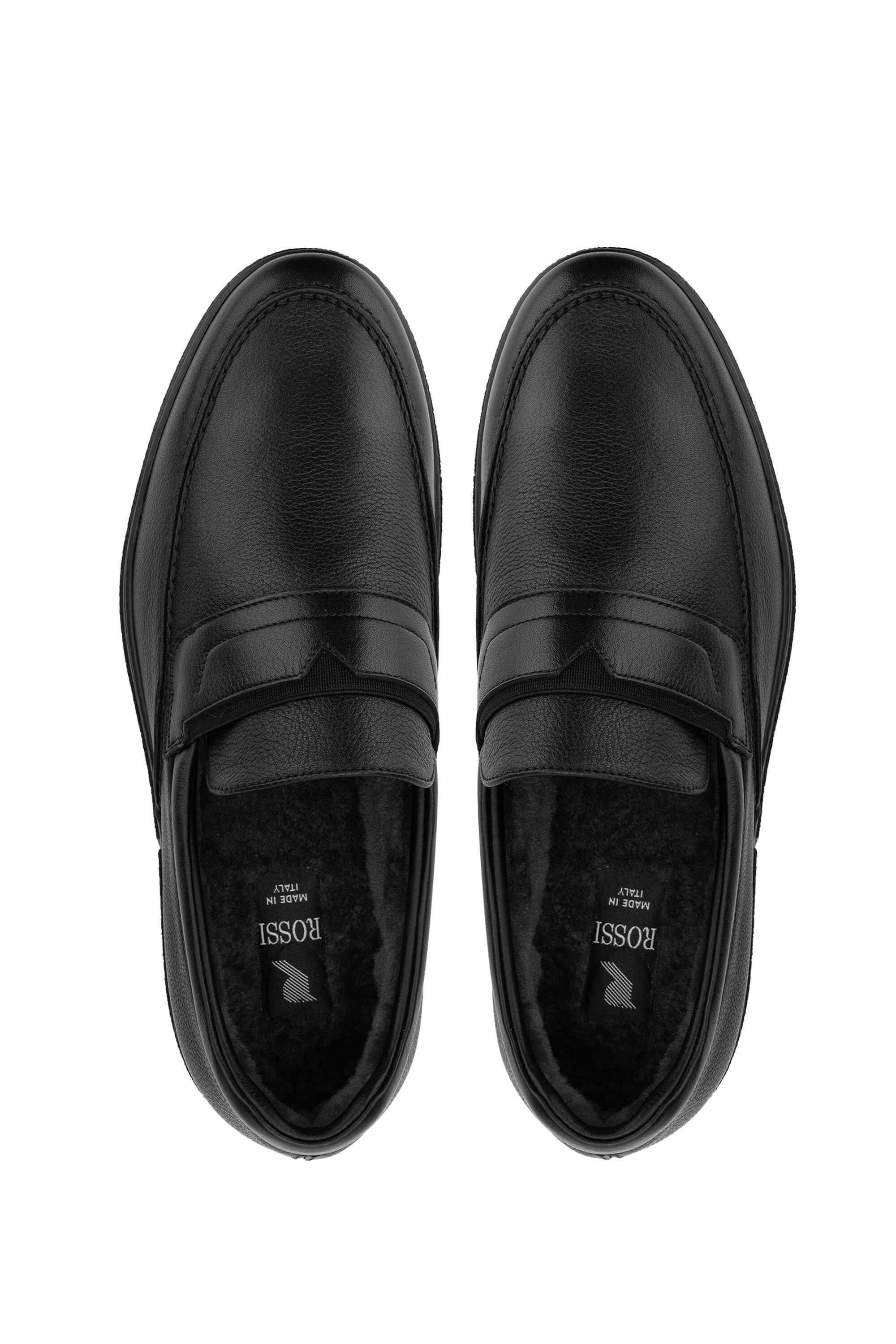 ROSSI Erkek Hakiki Deri Siyah Casual Ayakkabı