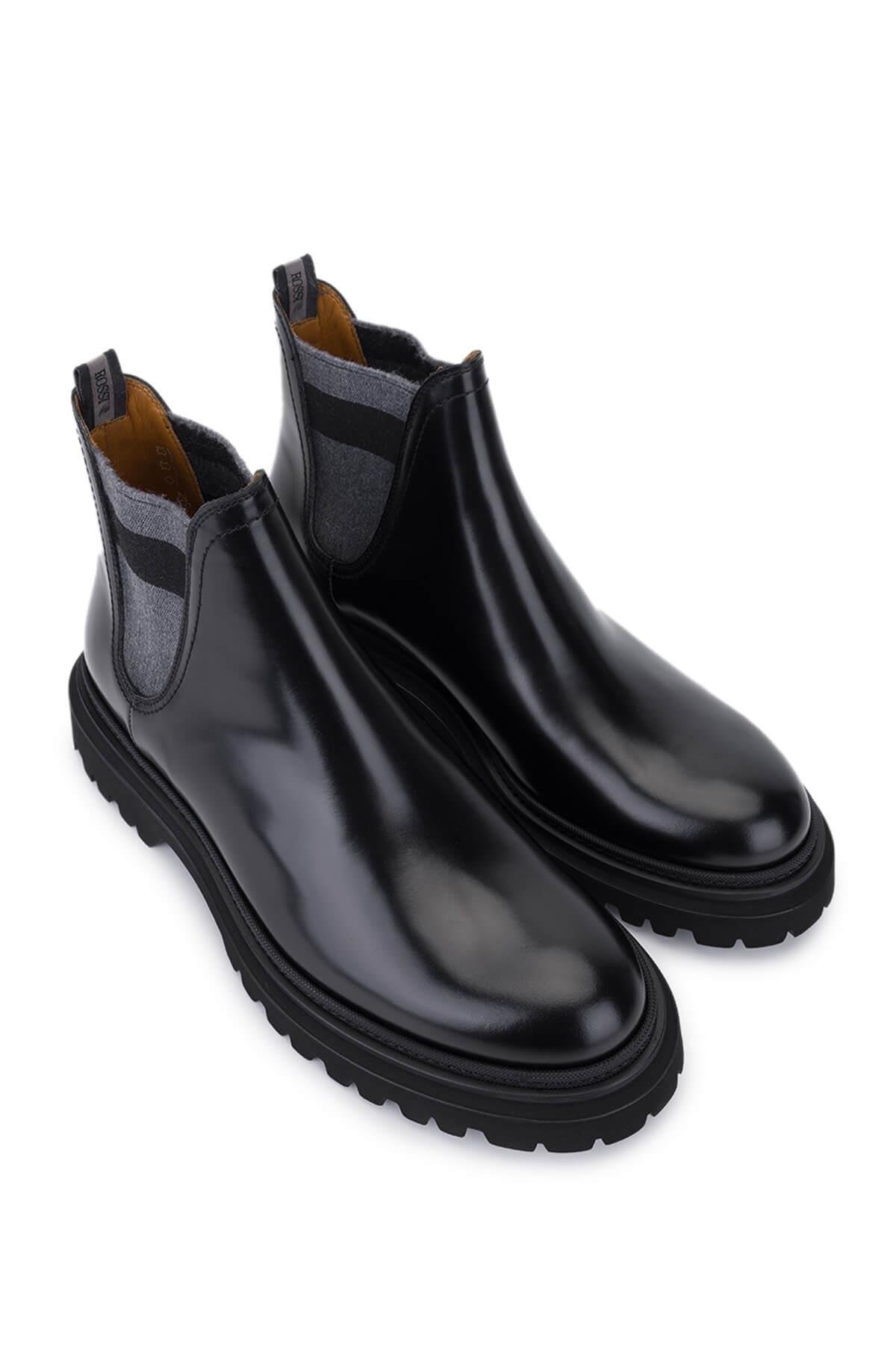 Rossi Erkek Hakiki Deri Siyah Casual Bot