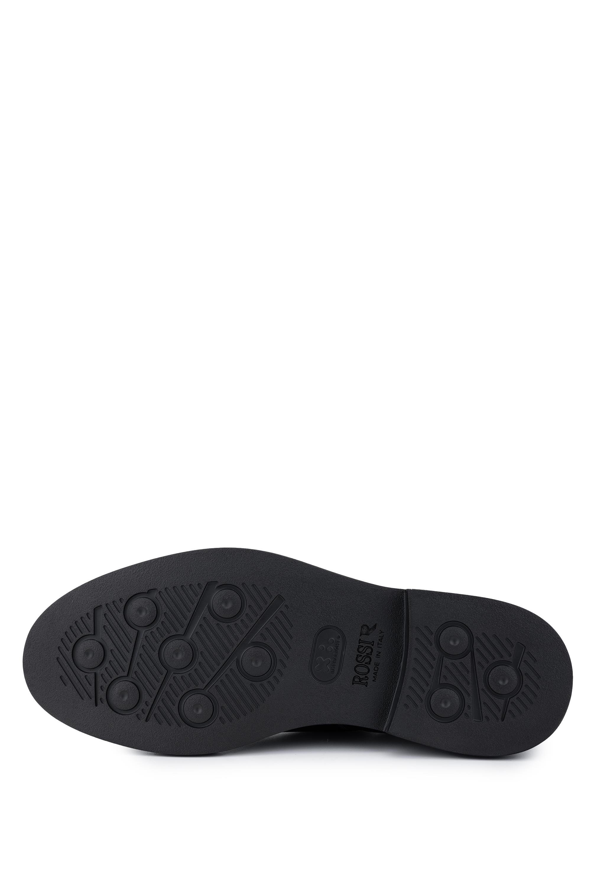 ROSSI Erkek Hakiki Deri Siyah Casual Bot