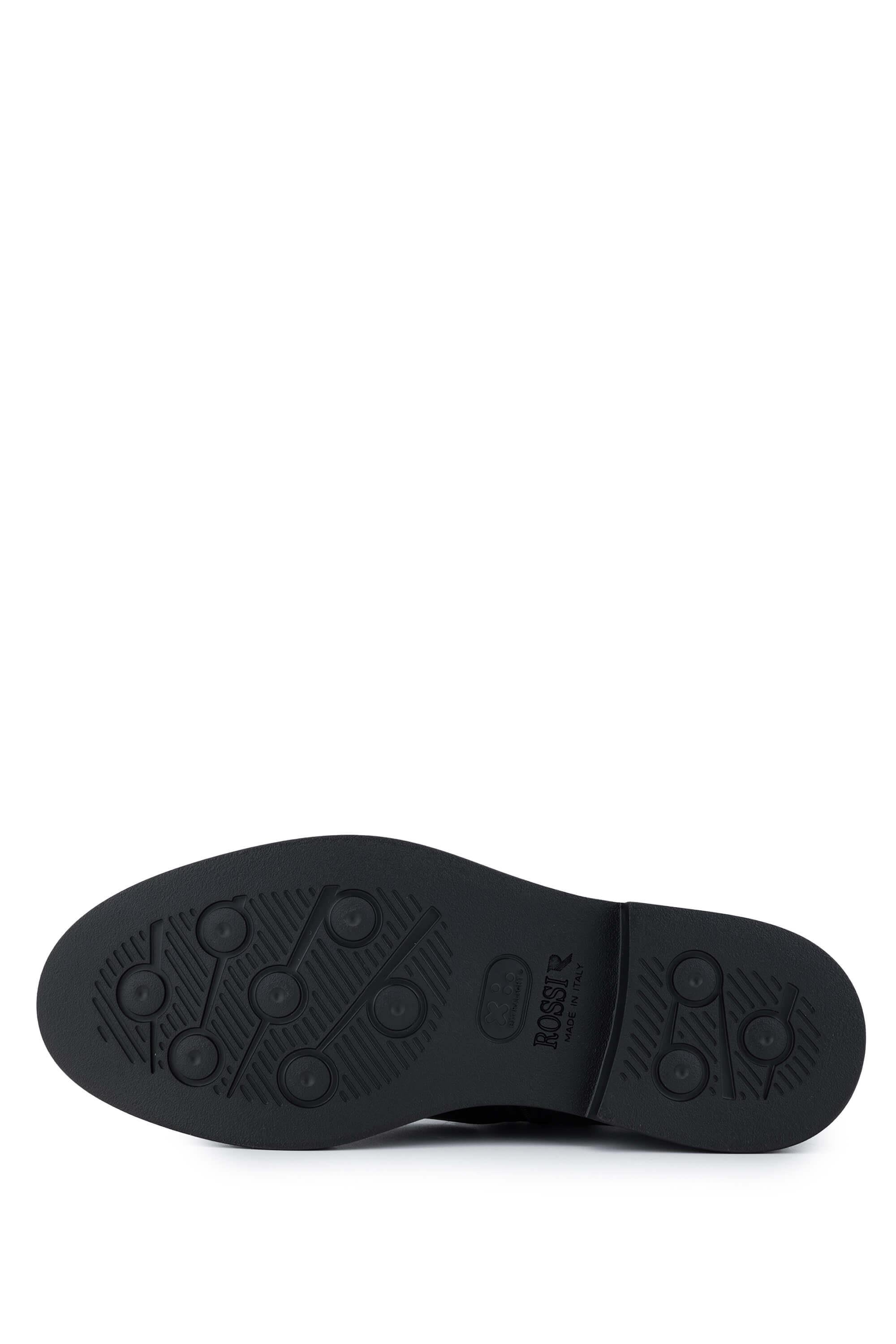 ROSSI Erkek Hakiki Deri Siyah Casual Bot