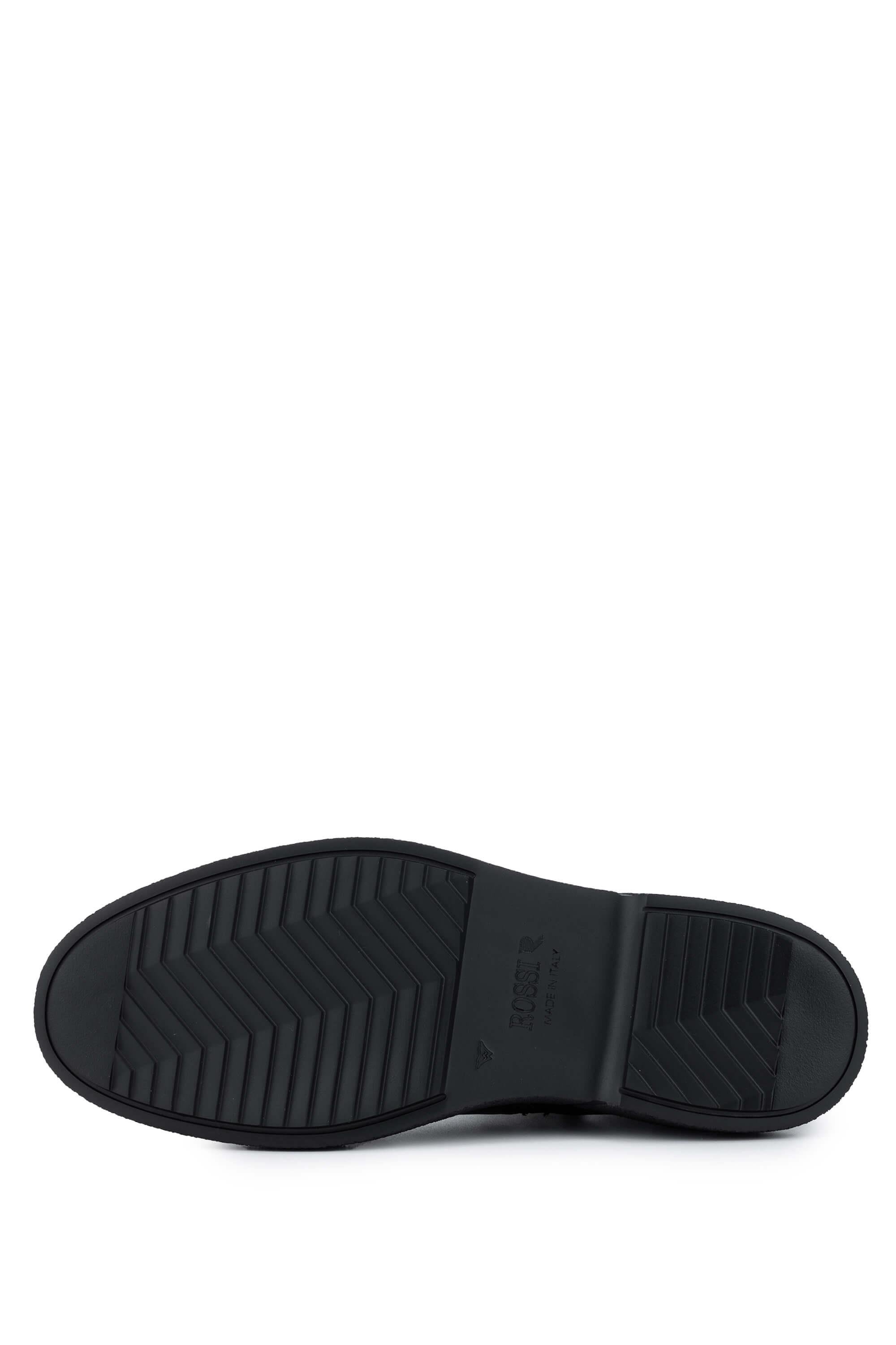 ROSSI Erkek Hakiki Deri Siyah Casual Bot