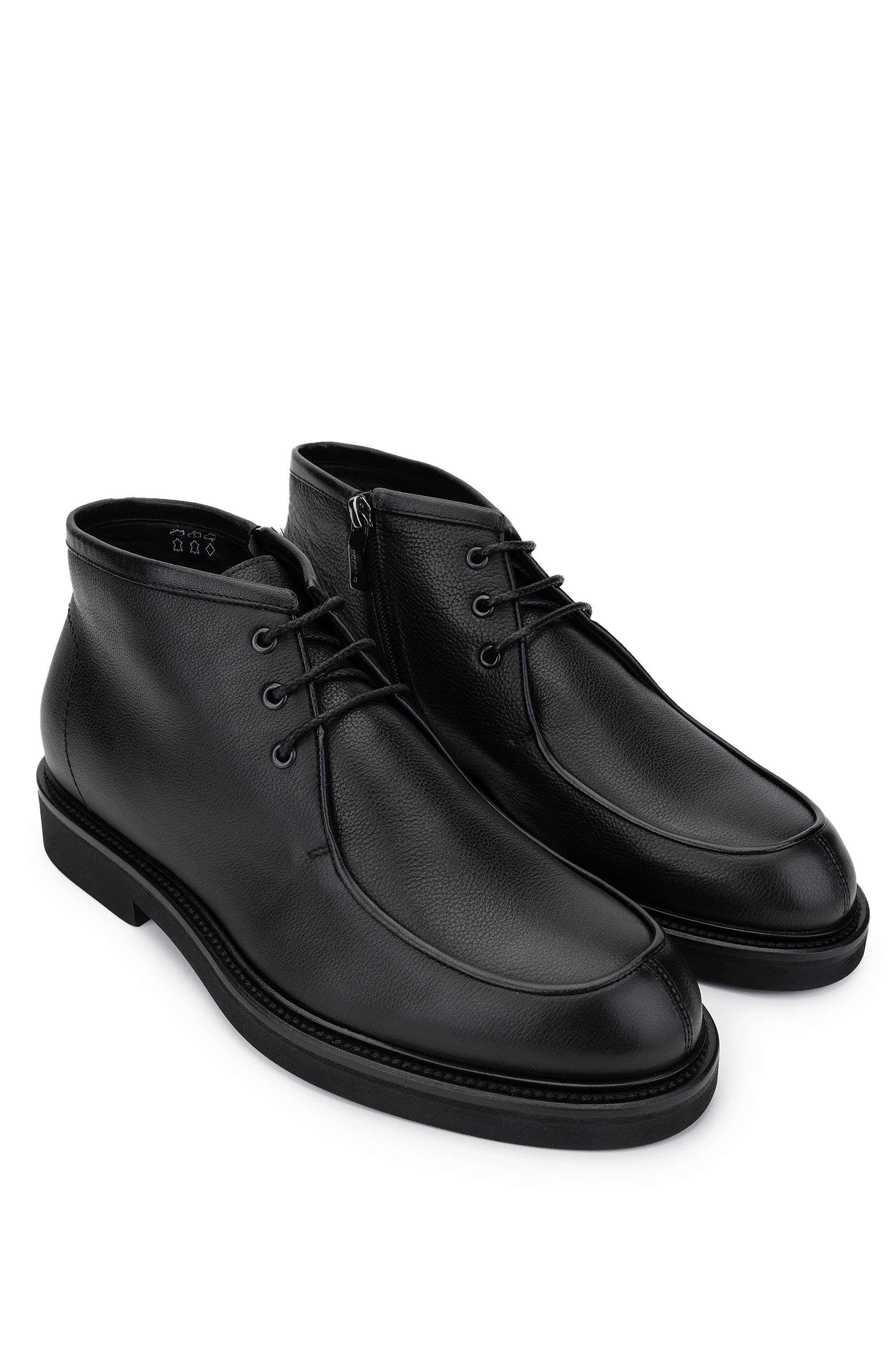 ROSSI Erkek Hakiki Deri Siyah Casual Bot