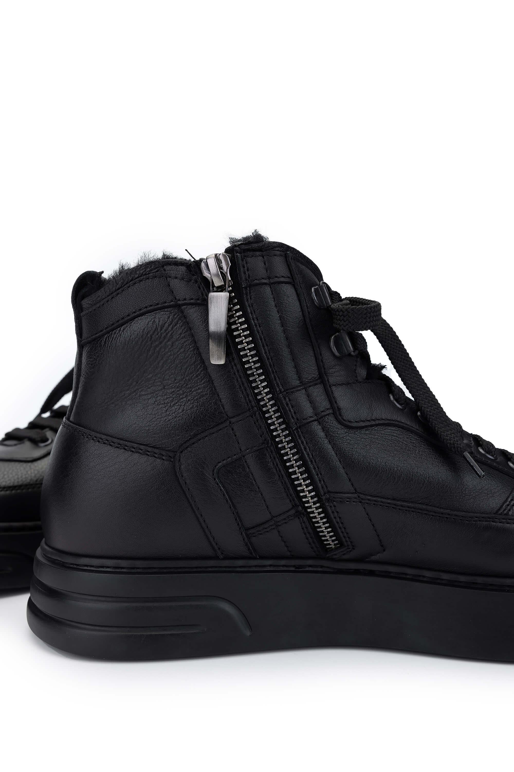 ROSSI Erkek Hakiki Deri Siyah Casual Bot