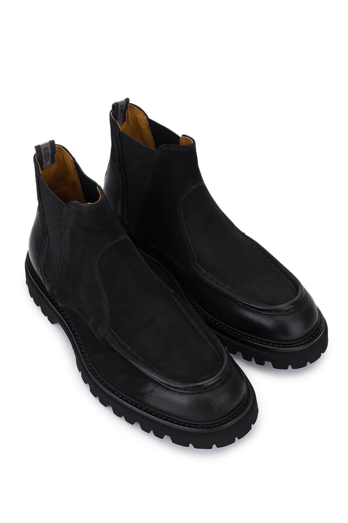 Rossi Erkek Hakiki Deri Siyah Casual Bot