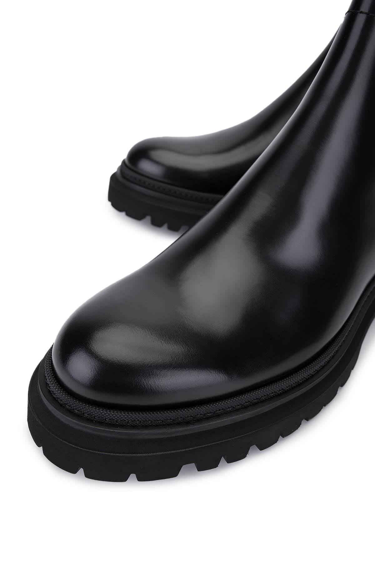 Rossi Erkek Hakiki Deri Siyah Casual Bot