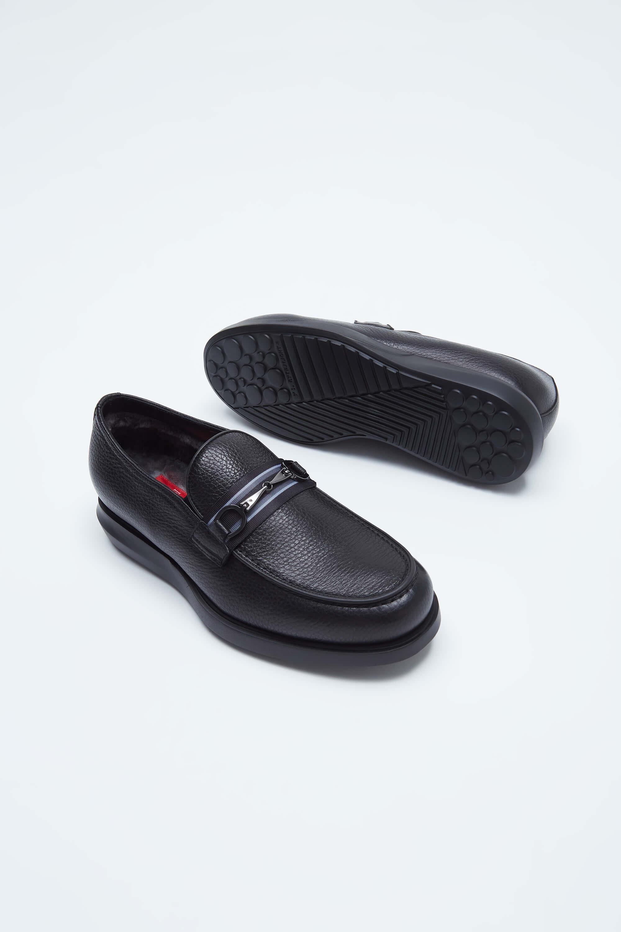 ROSSI Erkek Hakiki Deri Siyah Loafer Ayakkabı