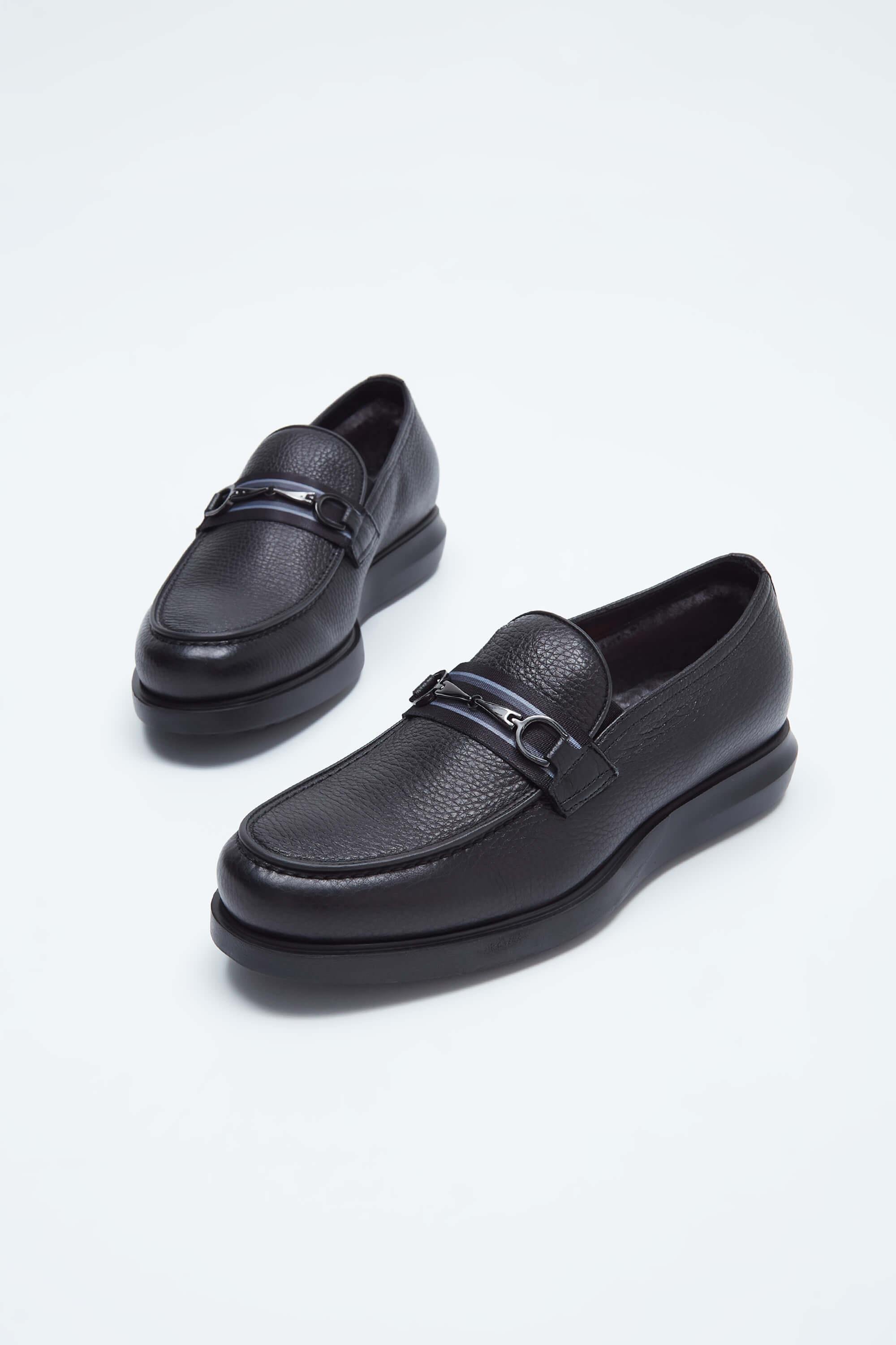ROSSI Erkek Hakiki Deri Siyah Loafer Ayakkabı