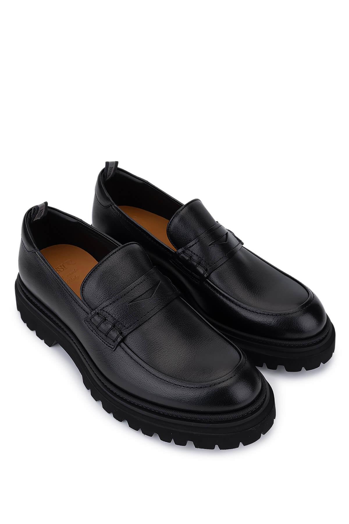 Rossi Erkek Hakiki Deri Siyah Loafer Ayakkabı