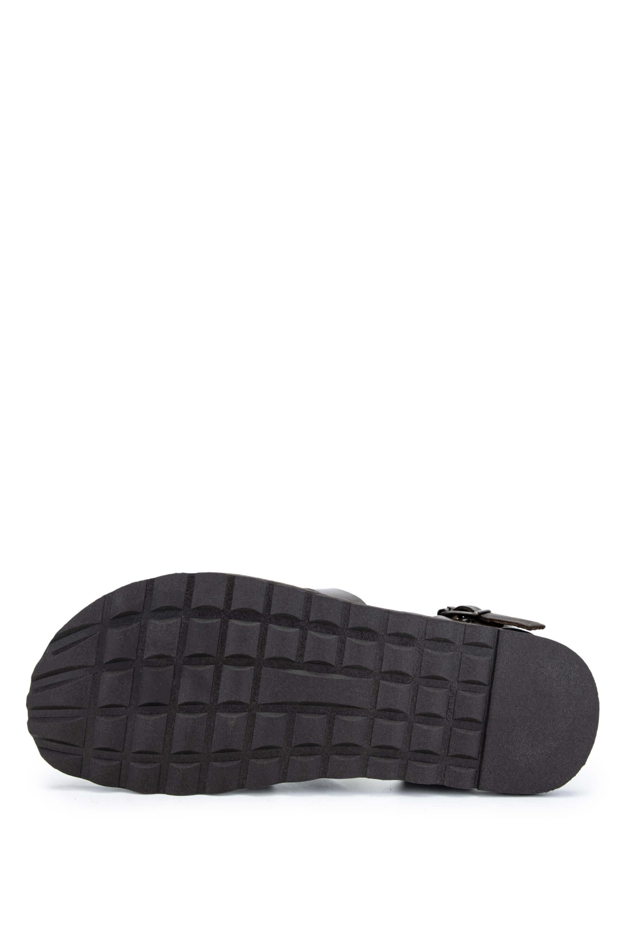 Sandals Factory Erkek Hakiki Deri Kahverengi Düz Sandalet