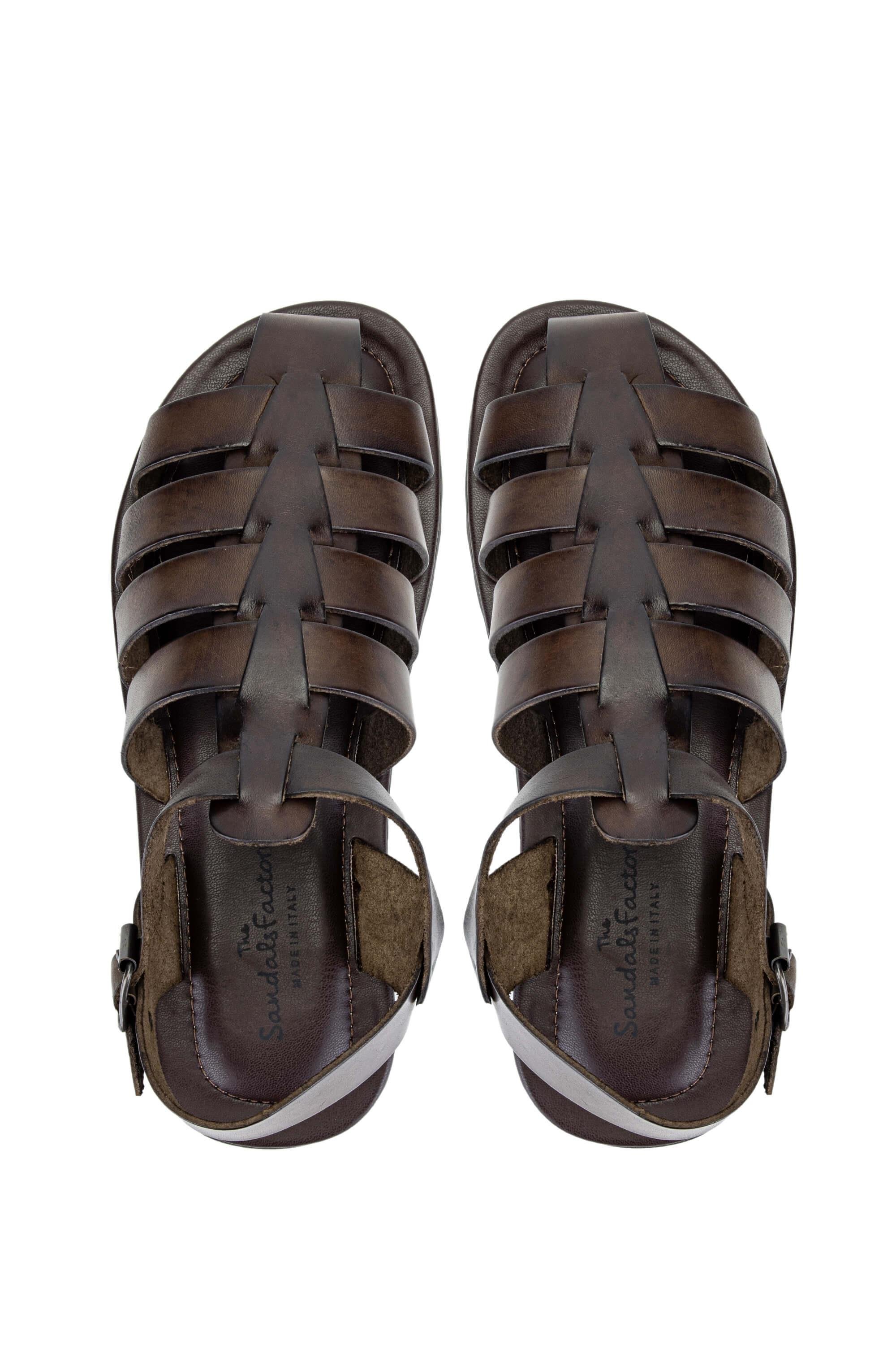 Sandals Factory Erkek Hakiki Deri Kahverengi Düz Sandalet