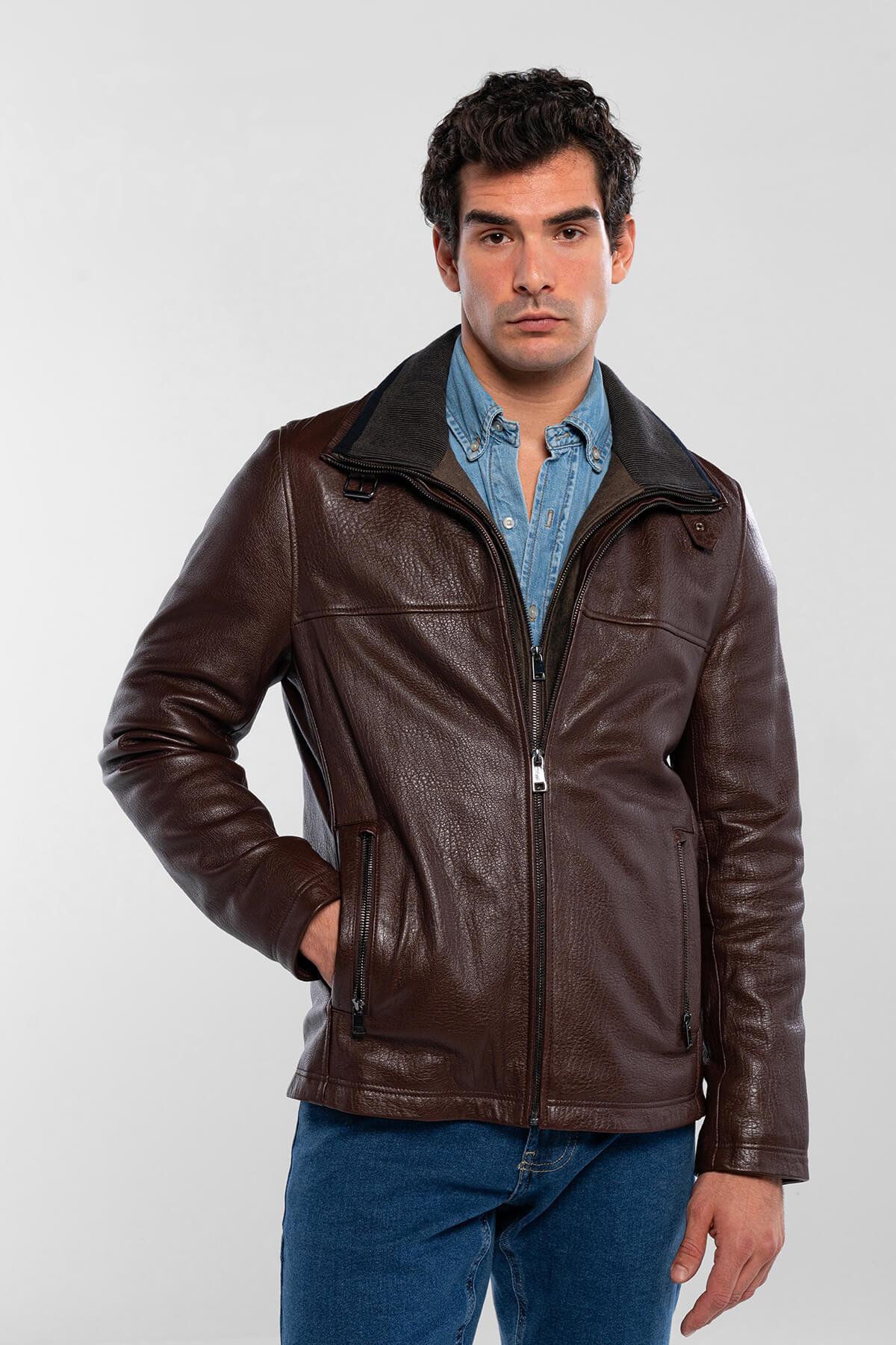 Tamer Tanca Erkek Deri & Tekstil Fındık Deri Mont