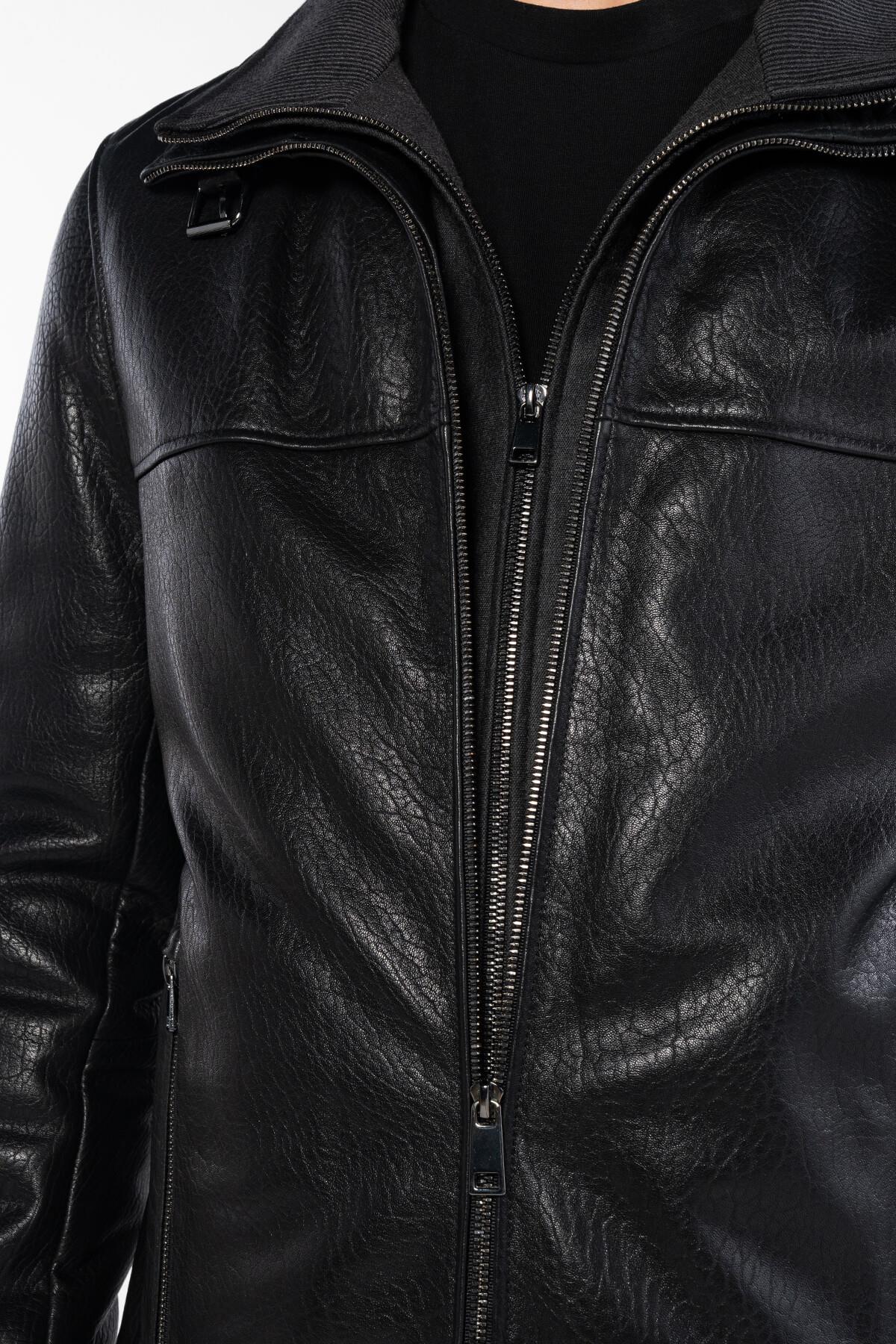 Tamer Tanca Erkek Deri & Tekstil Siyah Jumbo Deri Mont