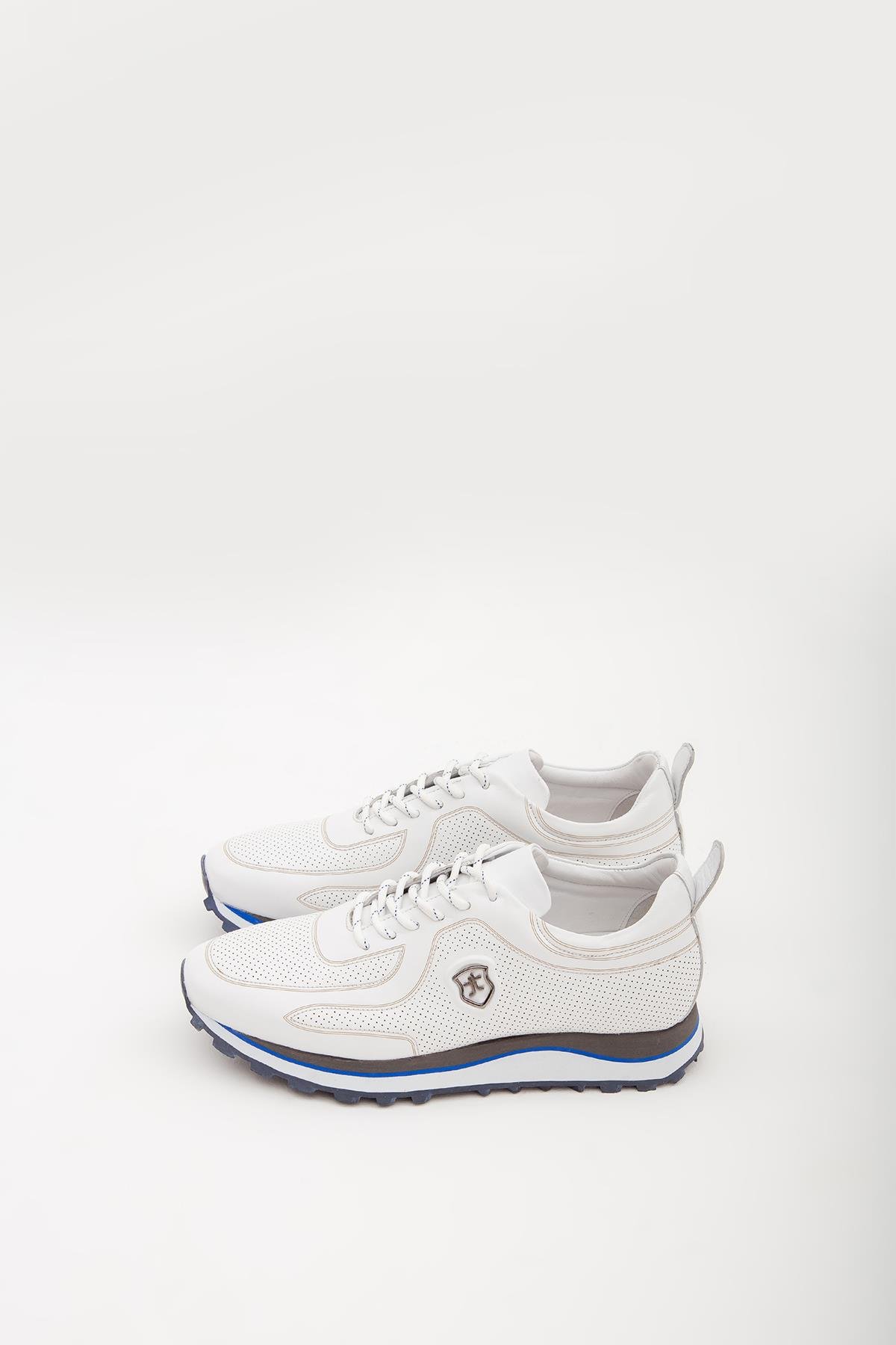 Tamer Tanca Erkek Hakiki Deri Beyaz Casual Ayakkabı