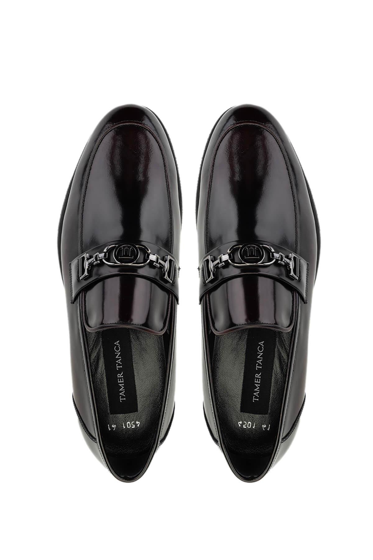 Tamer Tanca Erkek Hakiki Deri Bordo Loafer Ayakkabı
