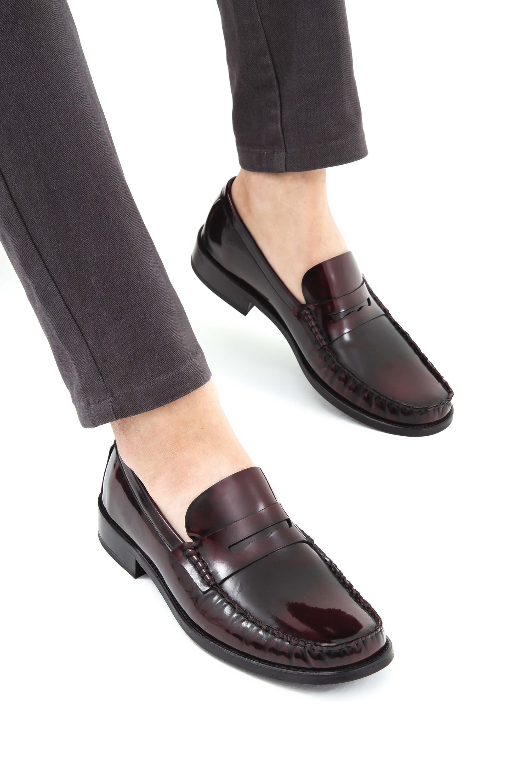 Tamer Tanca Erkek Hakiki Deri Bordo Makosen Ayakkabı