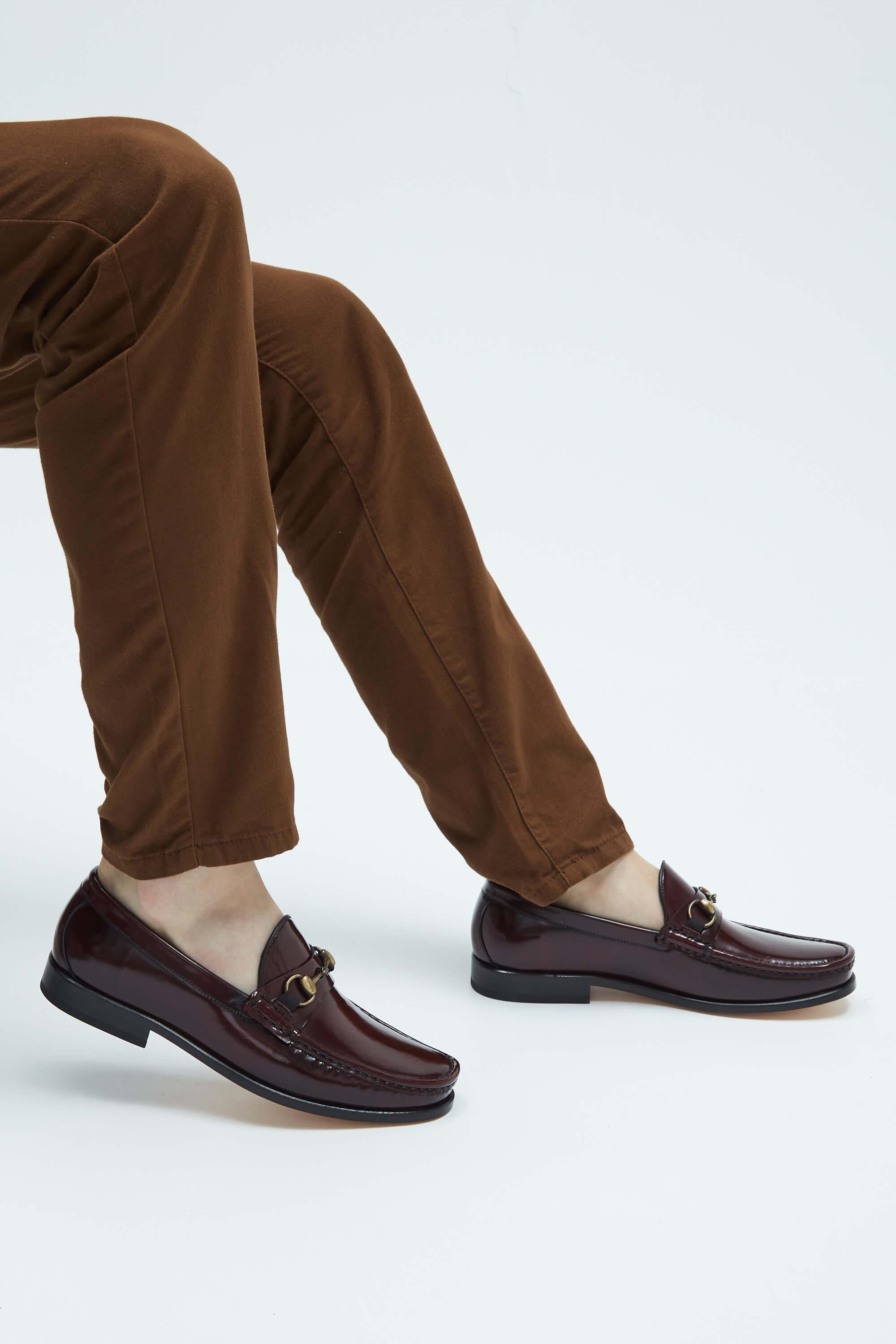 Tamer Tanca Erkek Hakiki Deri Bordo Mokasen & Loafer Ayakkabı