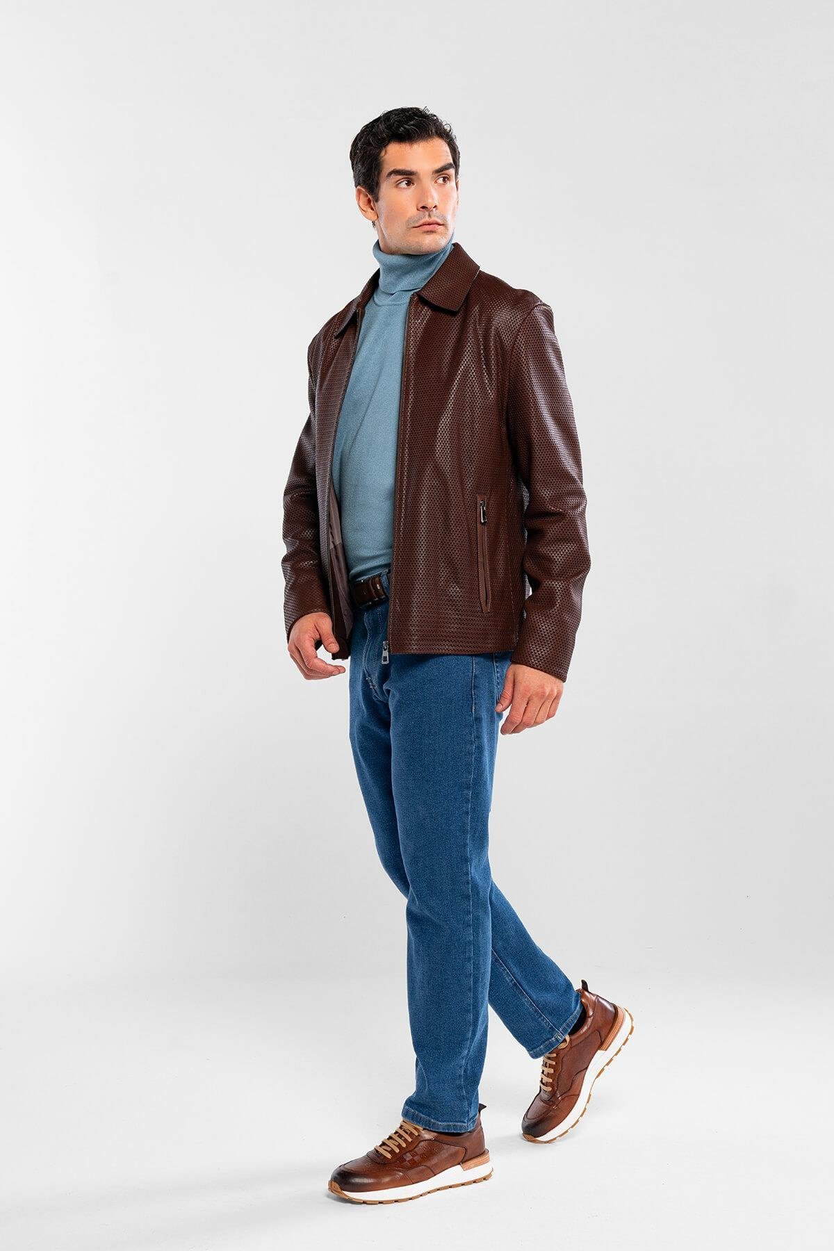 Tamer Tanca Erkek Hakiki Deri Fındık Deri Mont