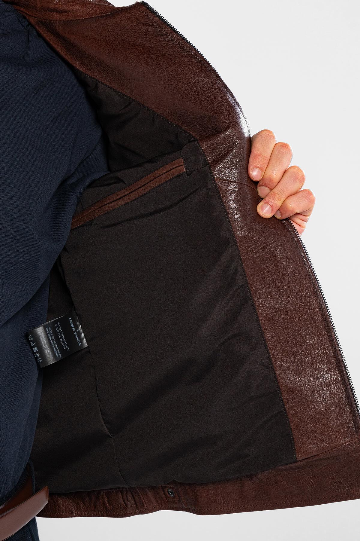 Tamer Tanca Erkek Hakiki Deri Fındık Jumbo Deri Mont