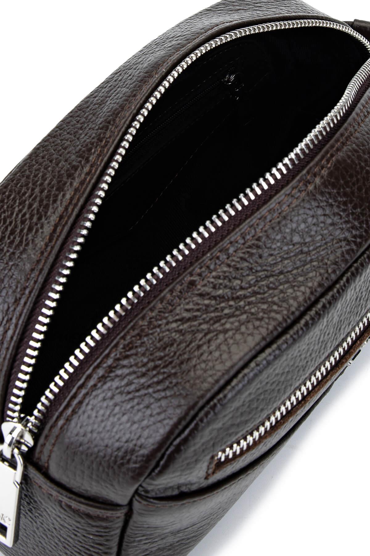 Tamer Tanca Erkek Hakiki Deri Kahverengi Traş Çantası