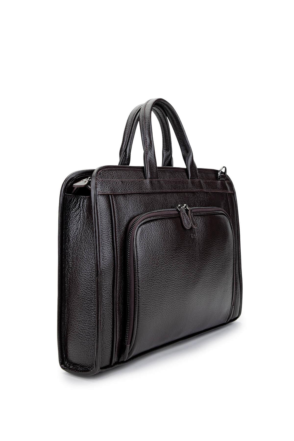 Tamer Tanca Erkek Hakiki Deri Kahverengi Evrak Çantası