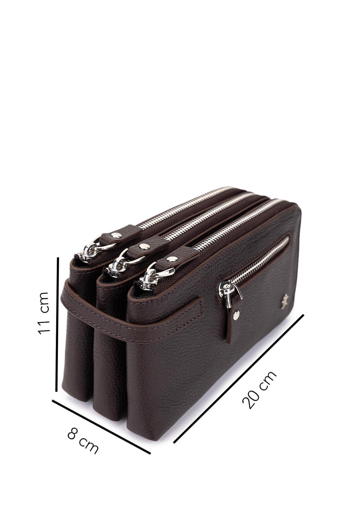 Tamer Tanca Erkek Hakiki Deri Kahverengi El Çantası