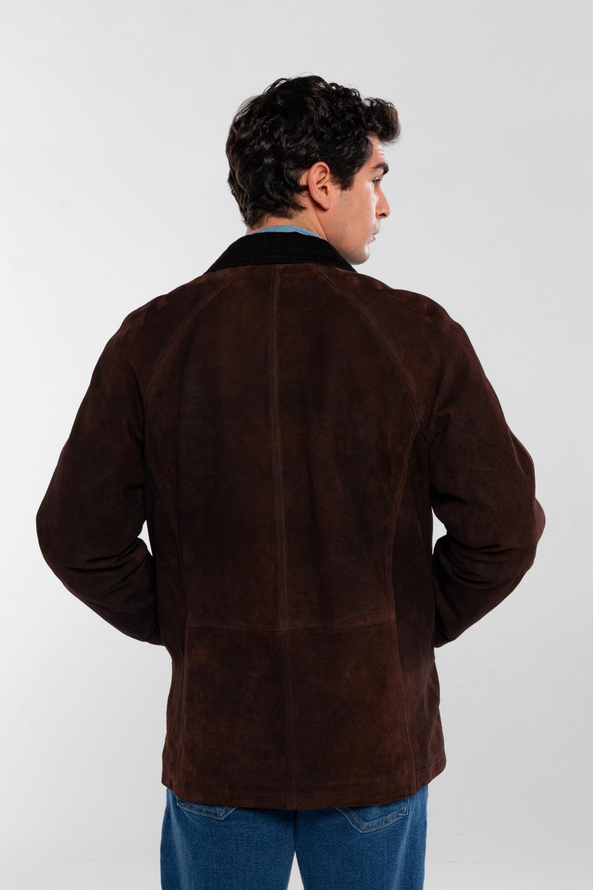 Tamer Tanca Erkek Hakiki Deri Kahverengi Nubuk Deri Mont