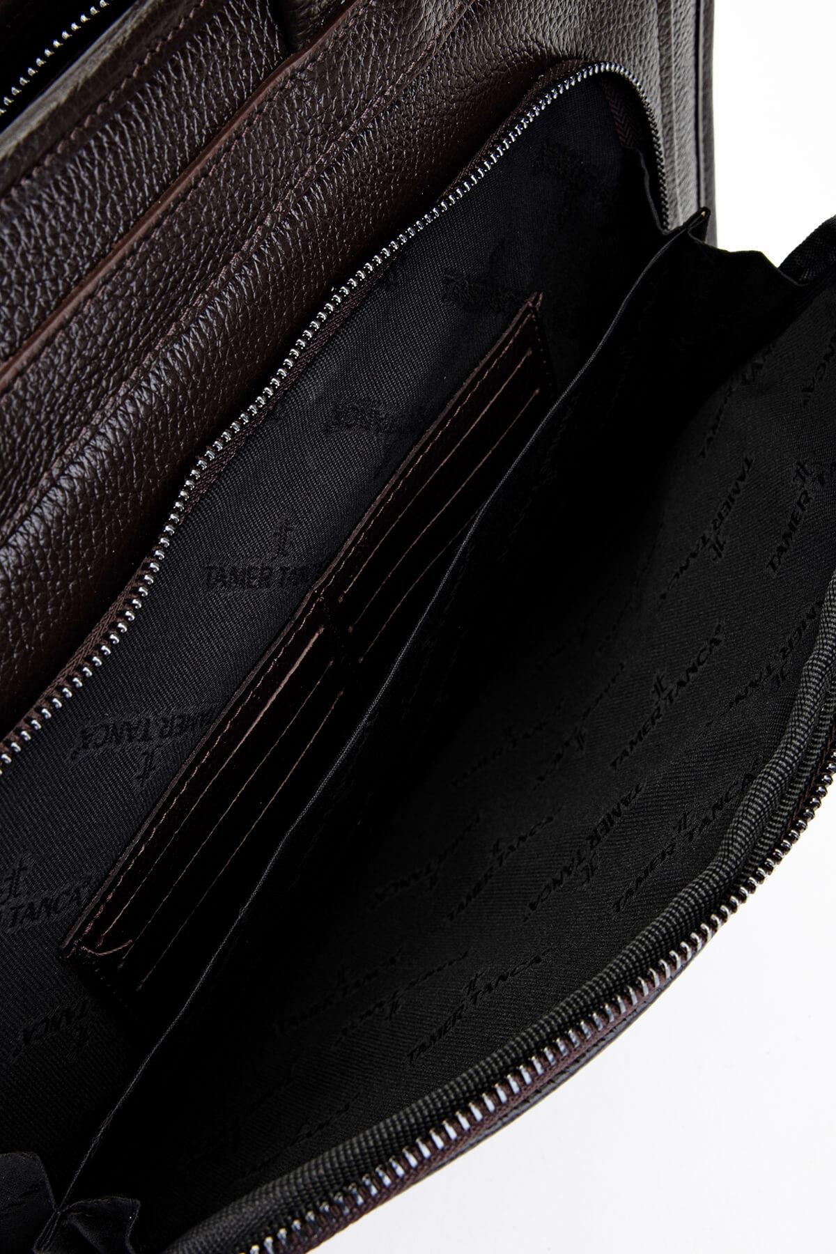 Tamer Tanca Erkek Hakiki Deri Kahverengi Evrak Çantası