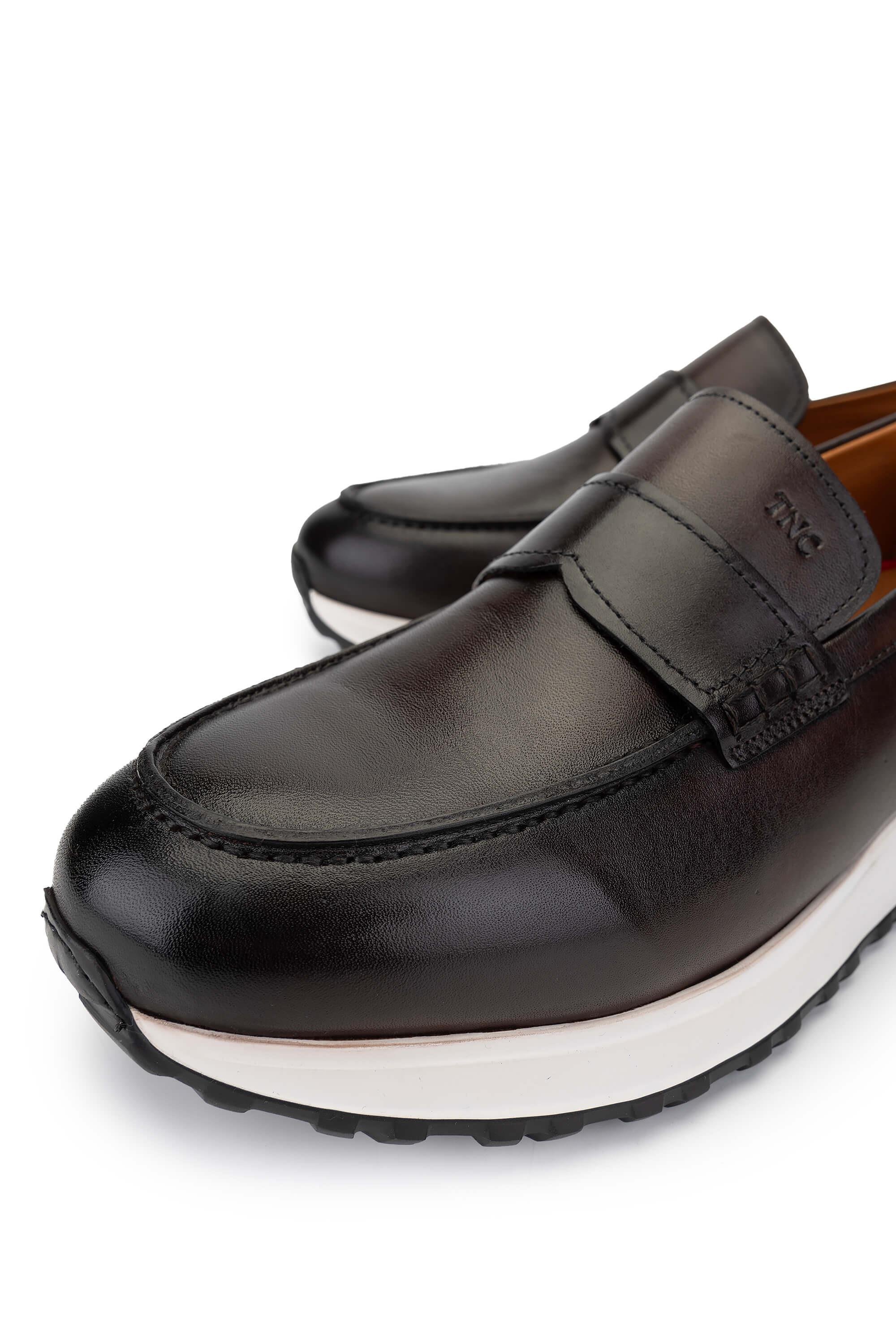 Tamer Tanca Erkek Hakiki Deri Kahverengi Loafer Ayakkabı