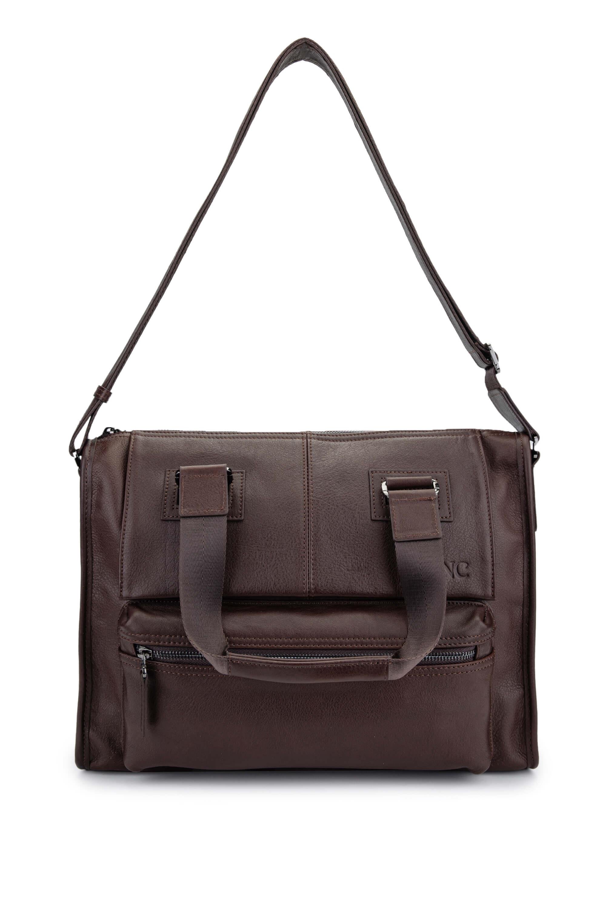 Tamer Tanca Erkek Hakiki Deri Kahverengi Evrak Çantası