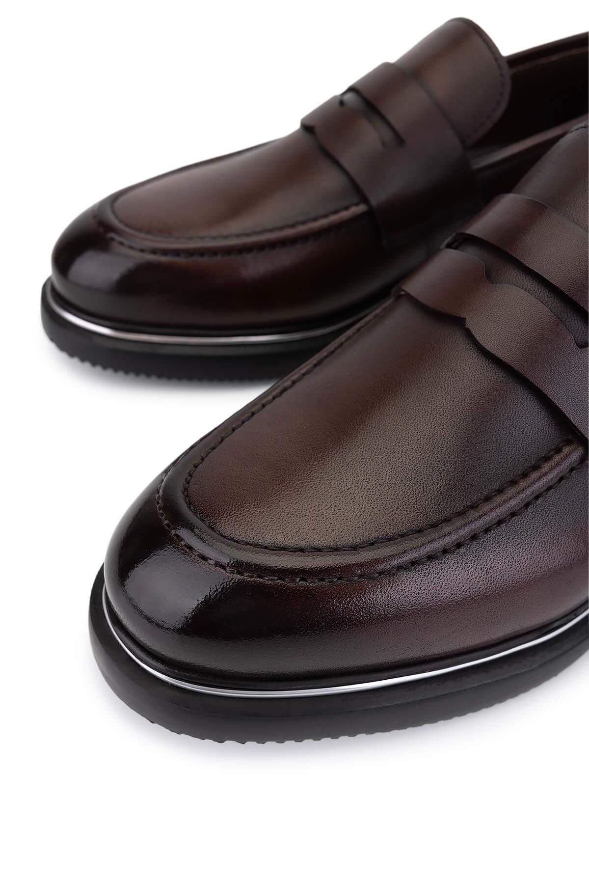 Tamer Tanca Erkek Hakiki Deri Kahverengi Loafer Ayakkabı