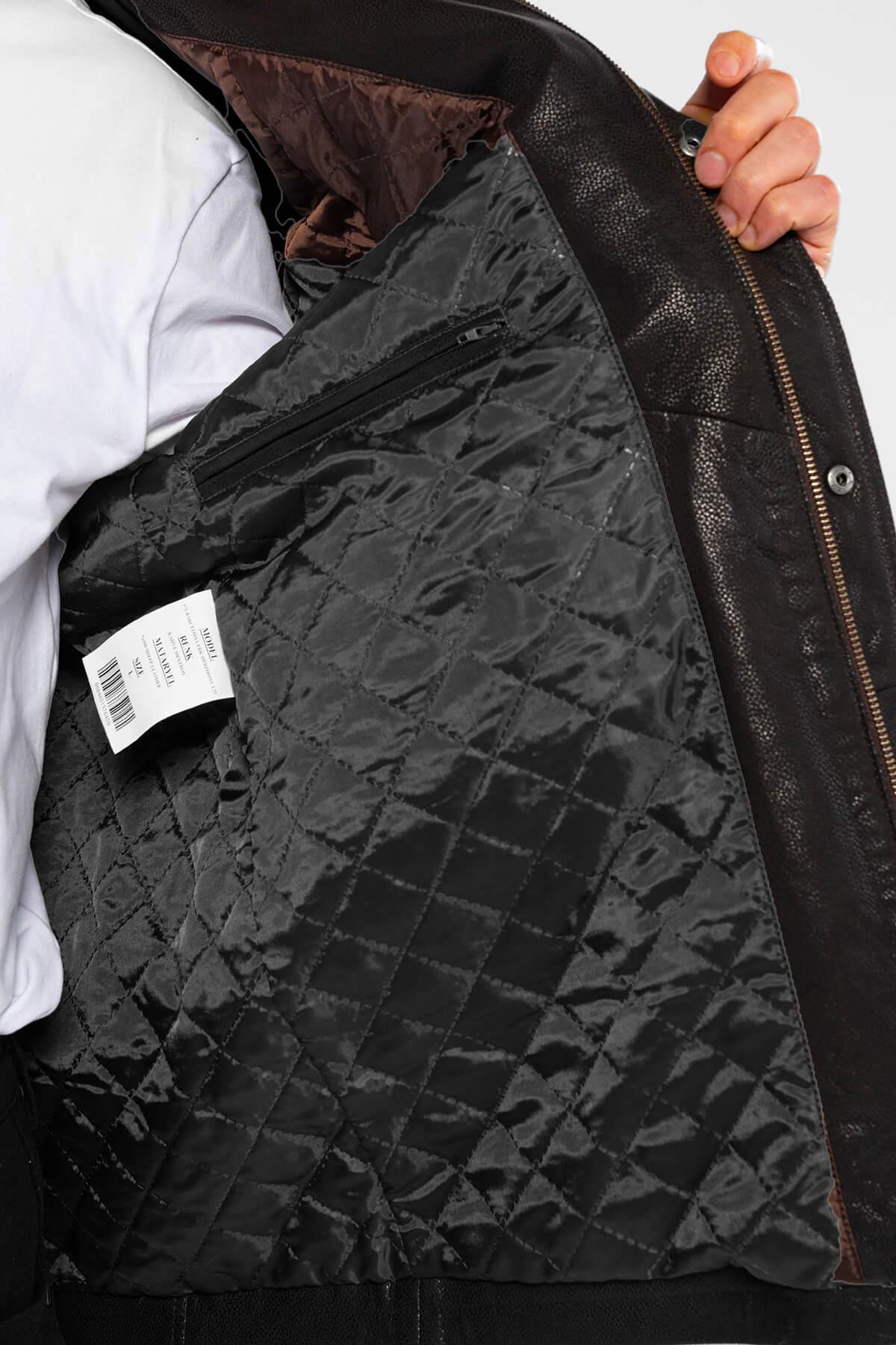 Tamer Tanca Erkek Hakiki Deri Kahverengi Deri Mont