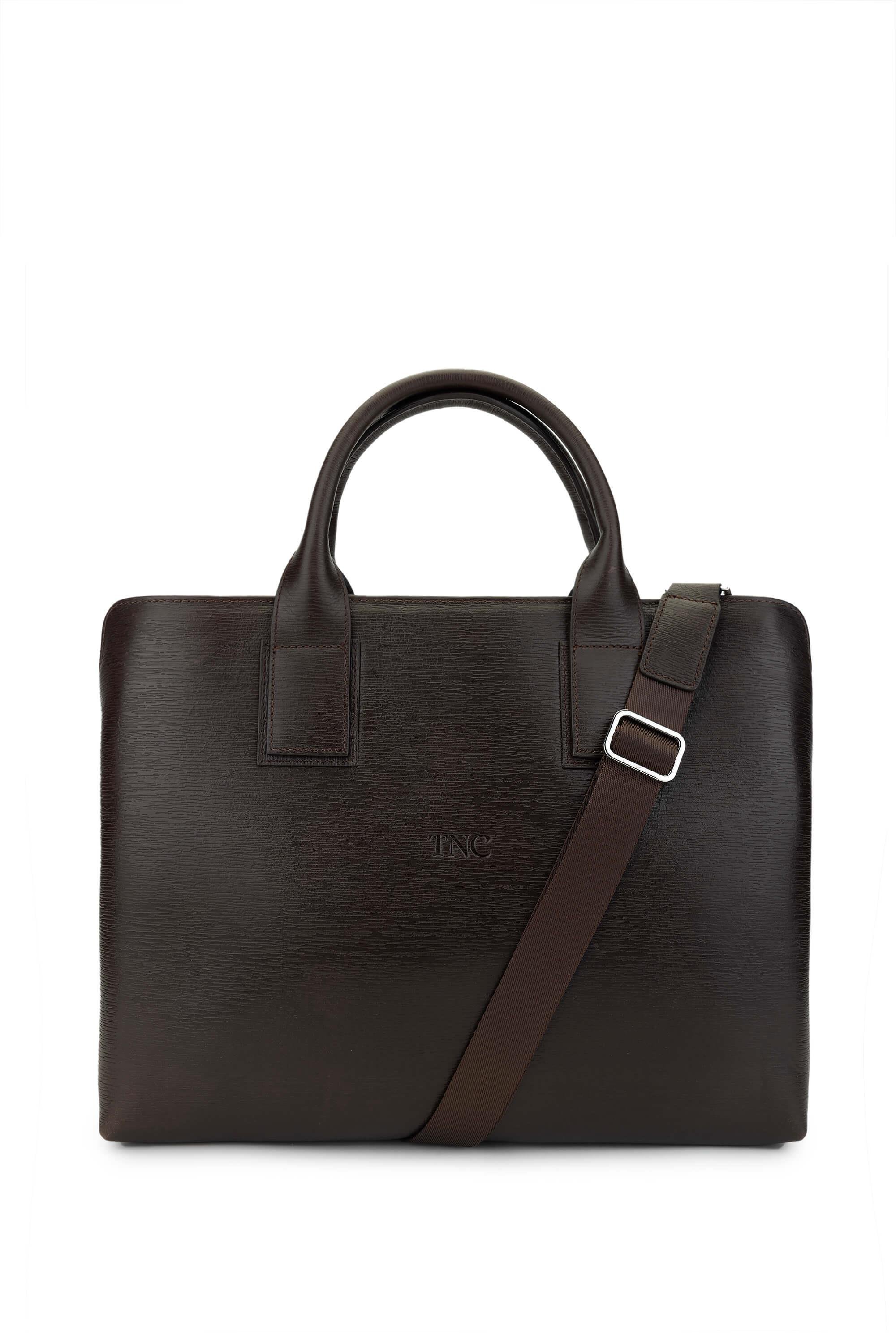 Tamer Tanca Erkek Hakiki Deri Kahverengi Evrak Çantası