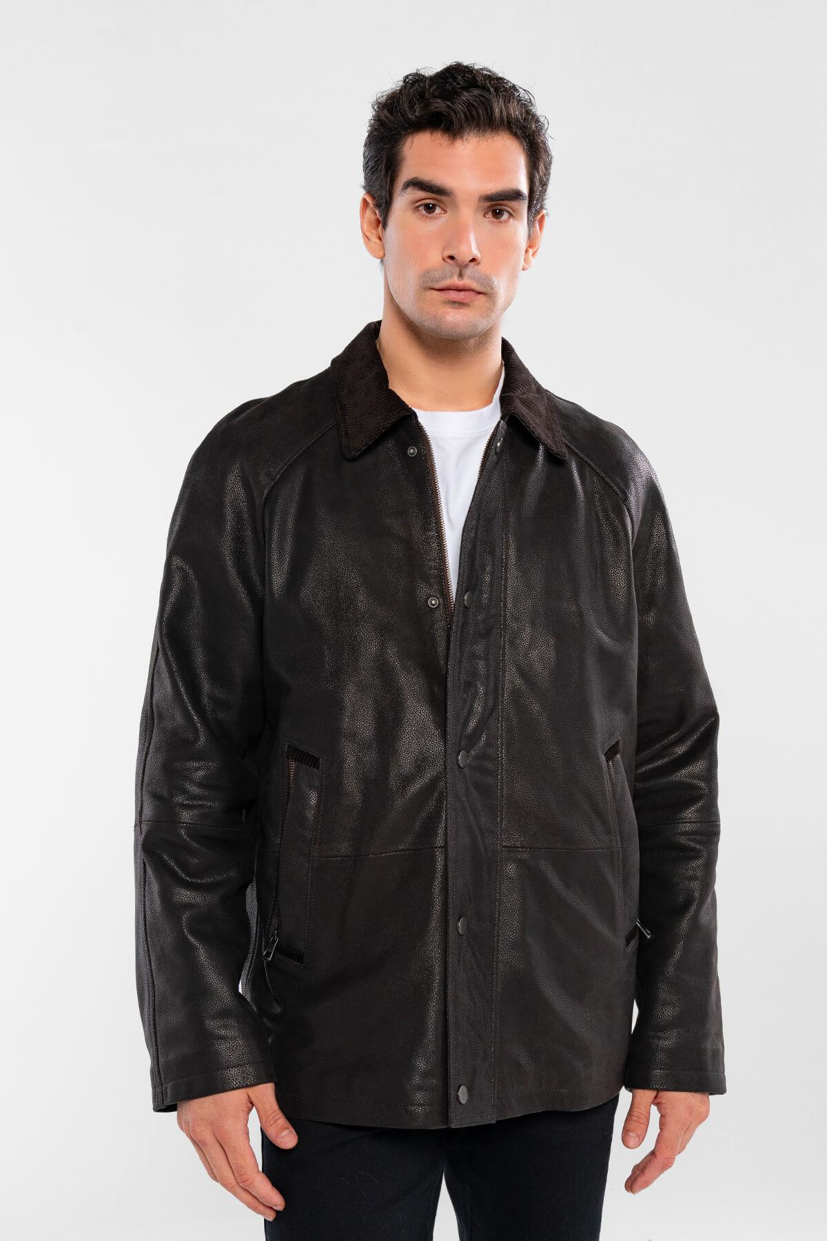 Tamer Tanca Erkek Hakiki Deri Kahverengi Deri Mont